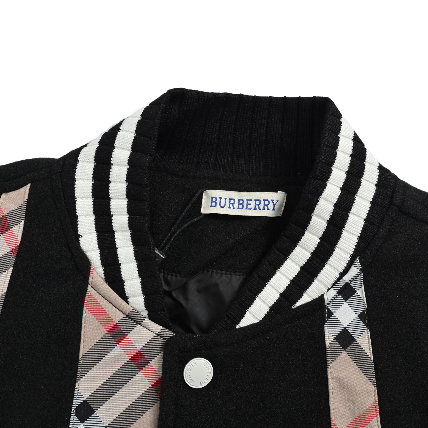 Burberry/巴宝莉 格纹战马刺绣拼接棒球服夹克外套