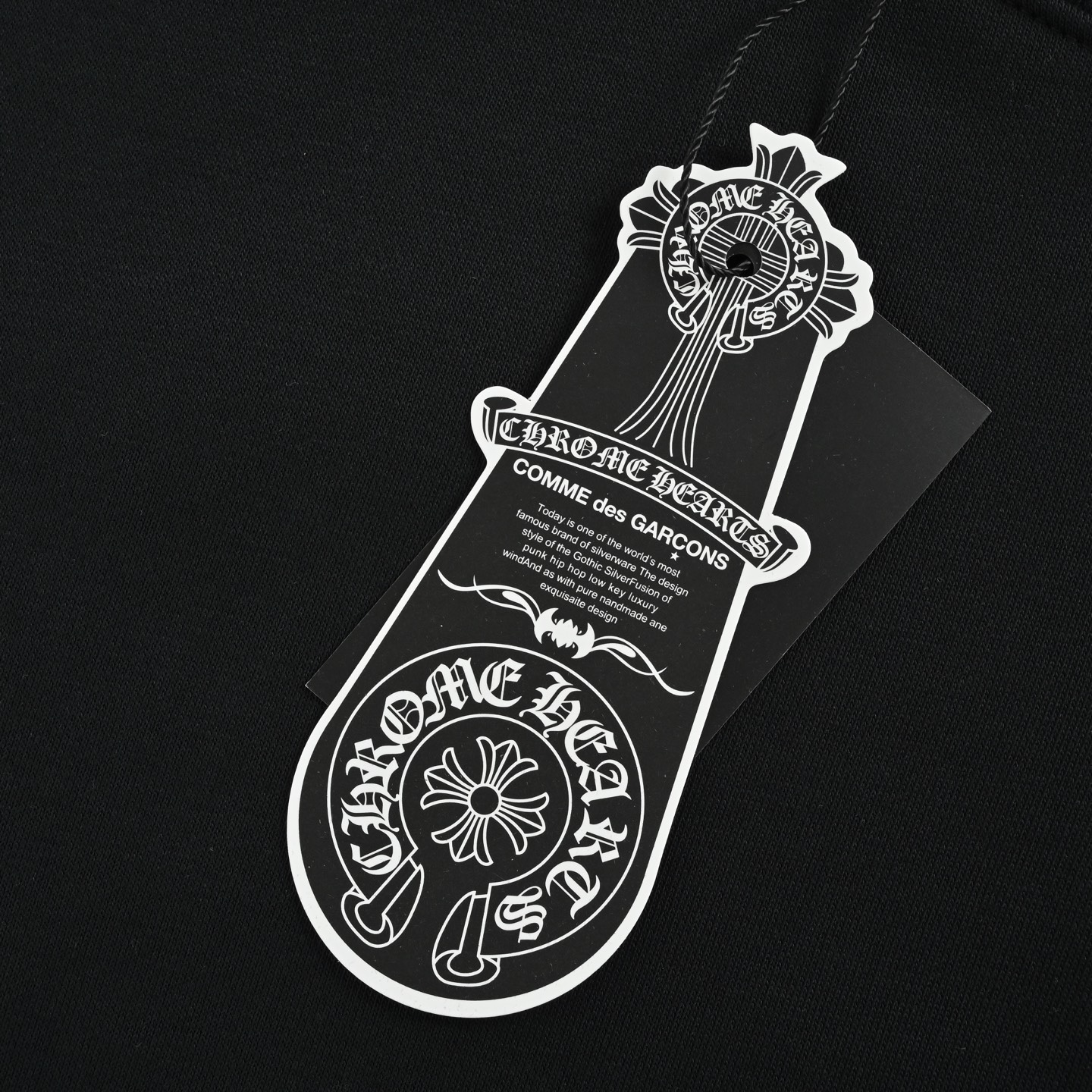 Chrome Hearts/克罗心 25Fw 皮标十字架圆领卫衣 白色/黑色