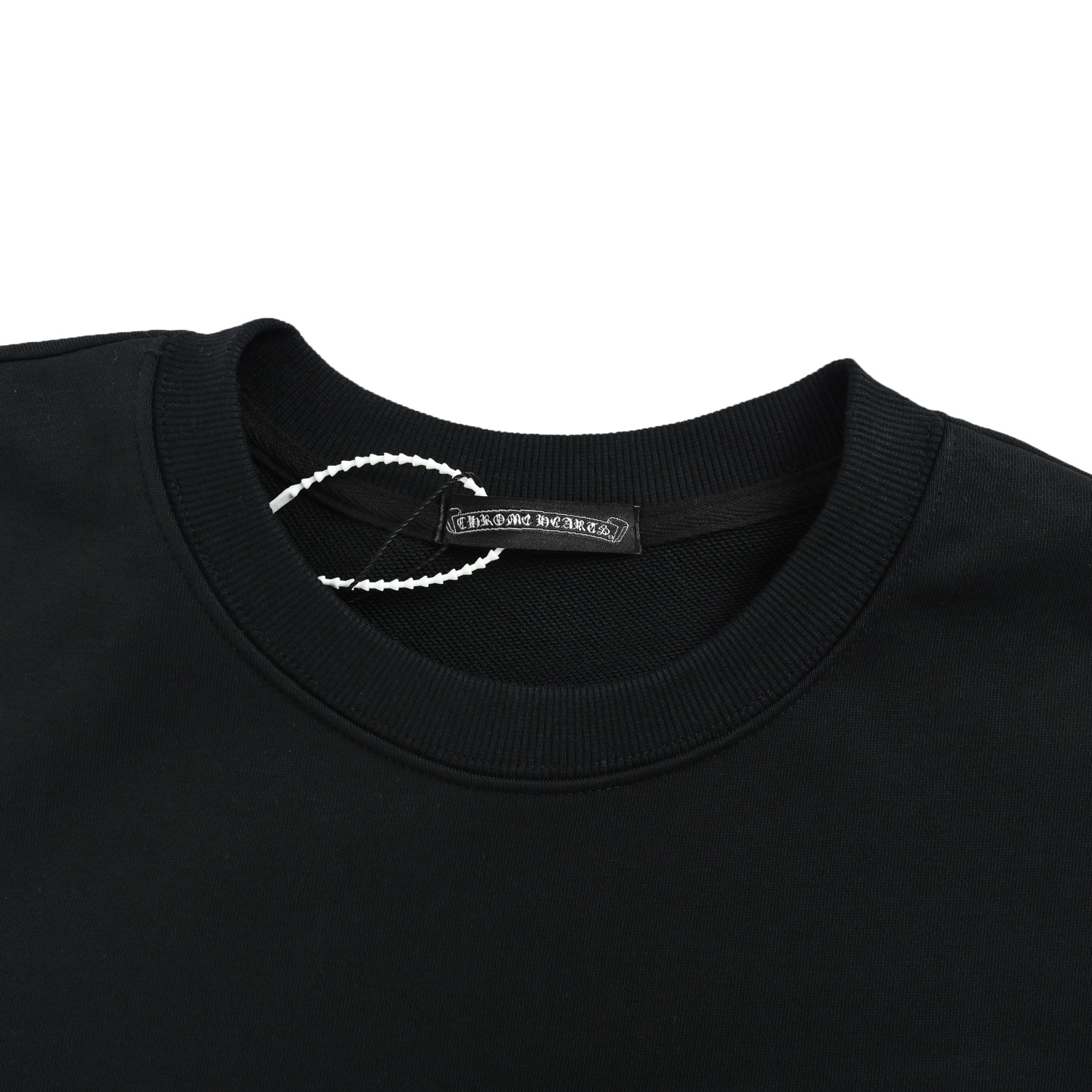 Chrome Hearts/克罗心 25Fw 皮标十字架圆领卫衣 白色/黑色