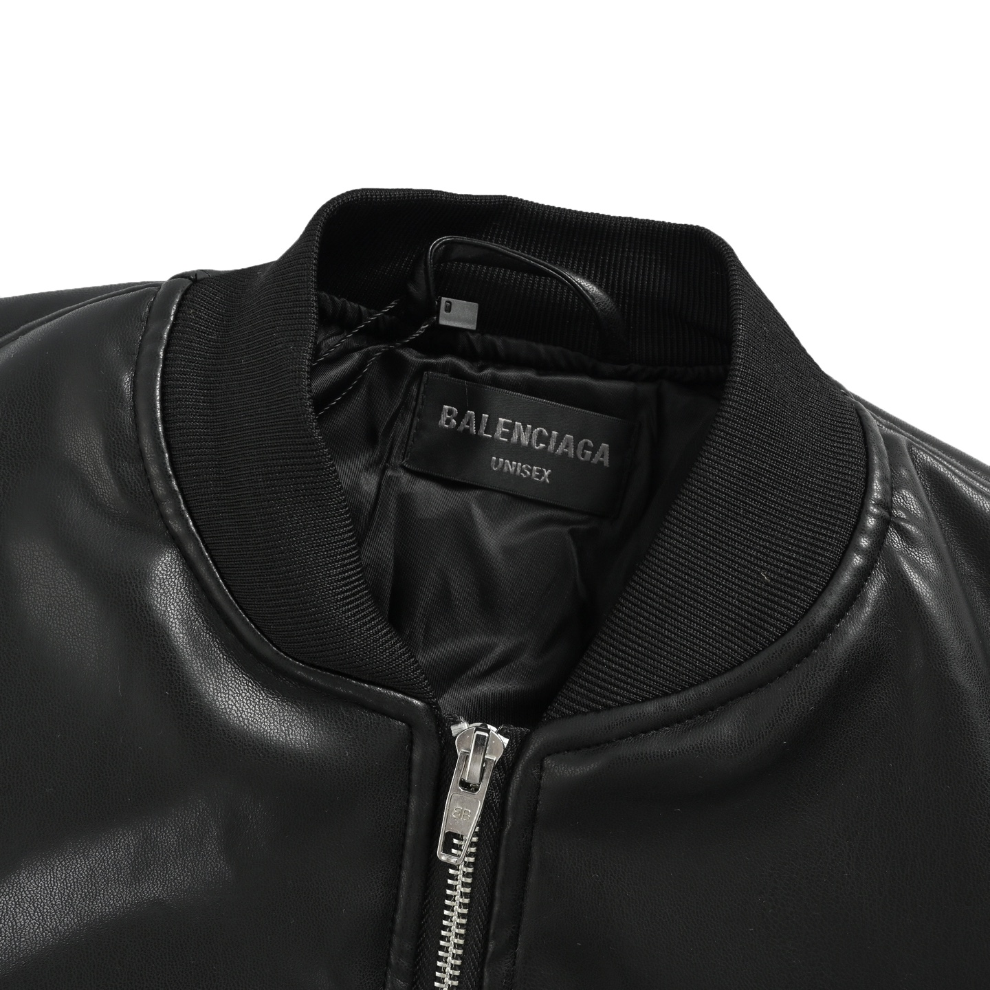 Balenciaga/巴黎世家 兰博基尼联名刺绣棒球飞行皮夹克黑色