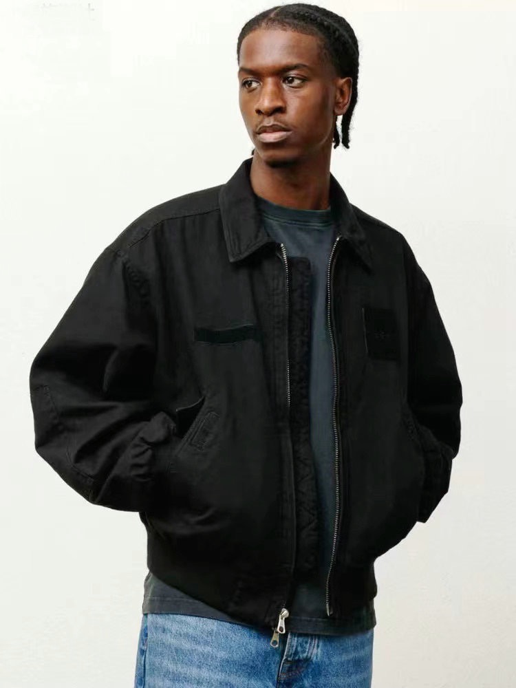 #Stussy/斯图西 25Fw 毛巾绣刺绣夹克外套上身效果