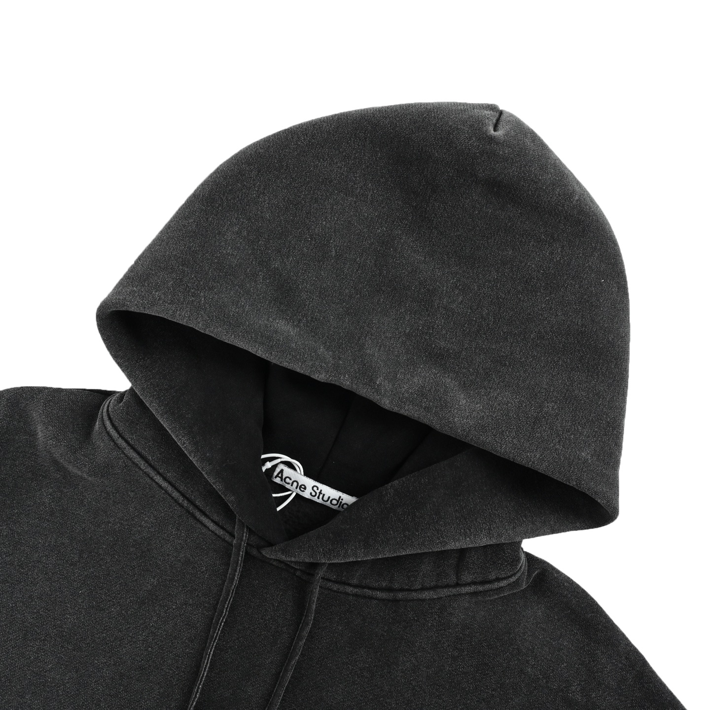 Acne Studios 水洗褪色后背小硅胶做旧连帽卫衣 洗水黑