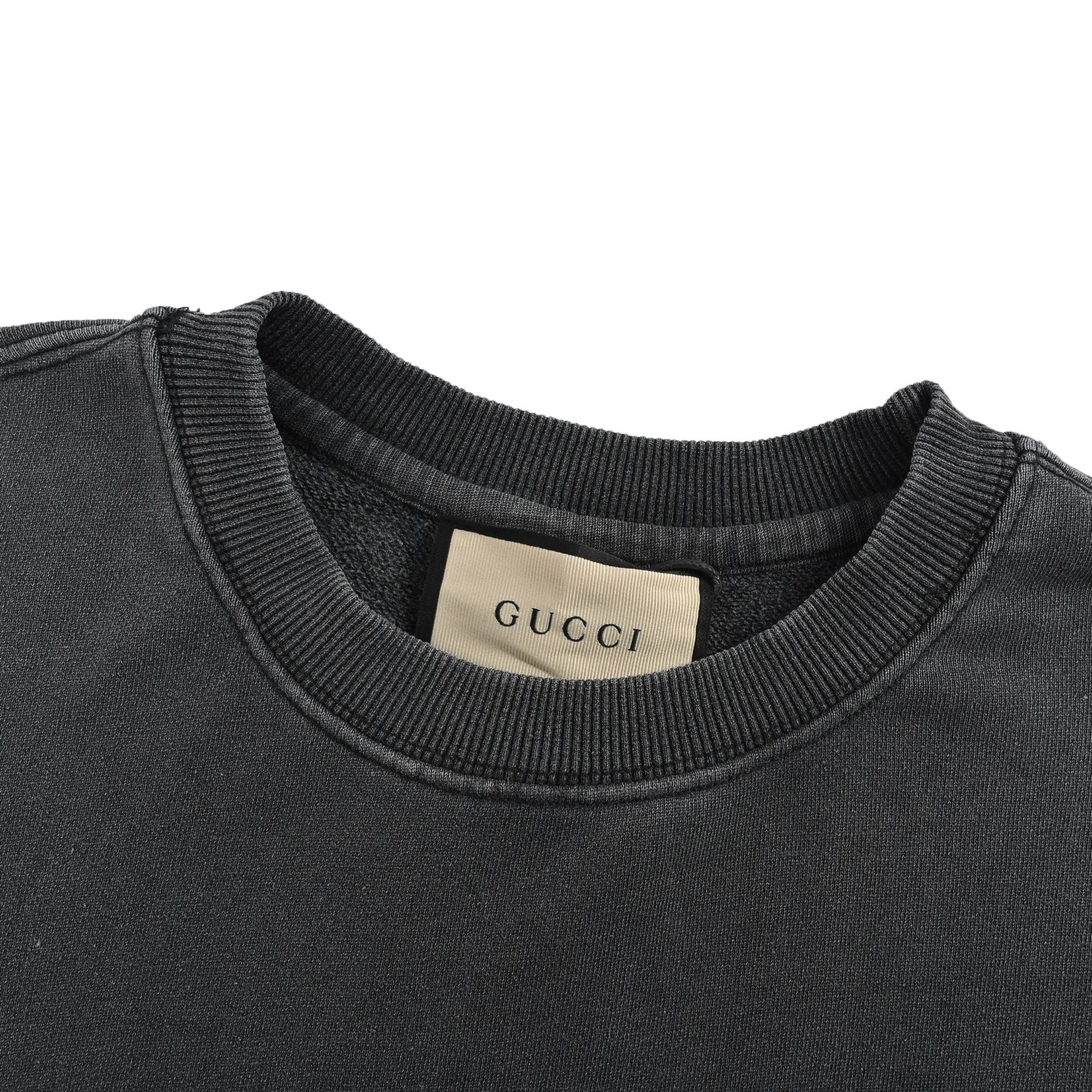 Gucci/古驰 贴布字母水洗做旧怨灵卫衣 洗水黑
