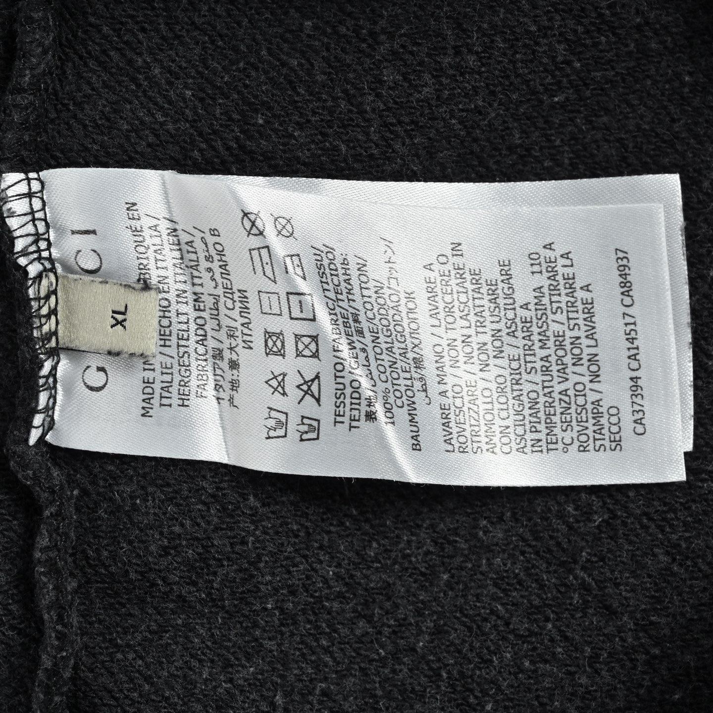 Gucci/古驰 贴布字母水洗做旧怨灵卫衣 洗水黑