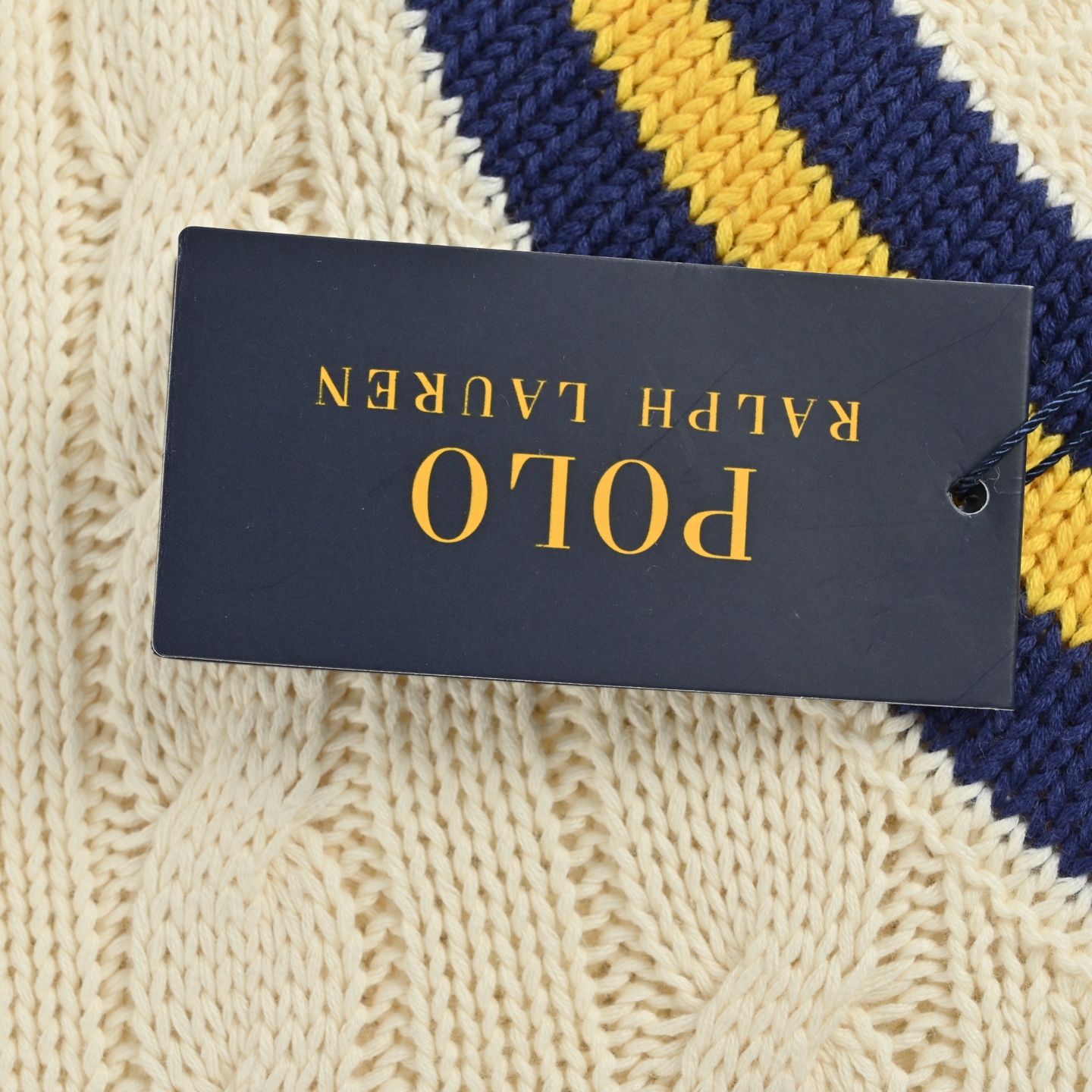 RALPH LAUREN/拉夫劳伦 网球绞花V领编织毛衣