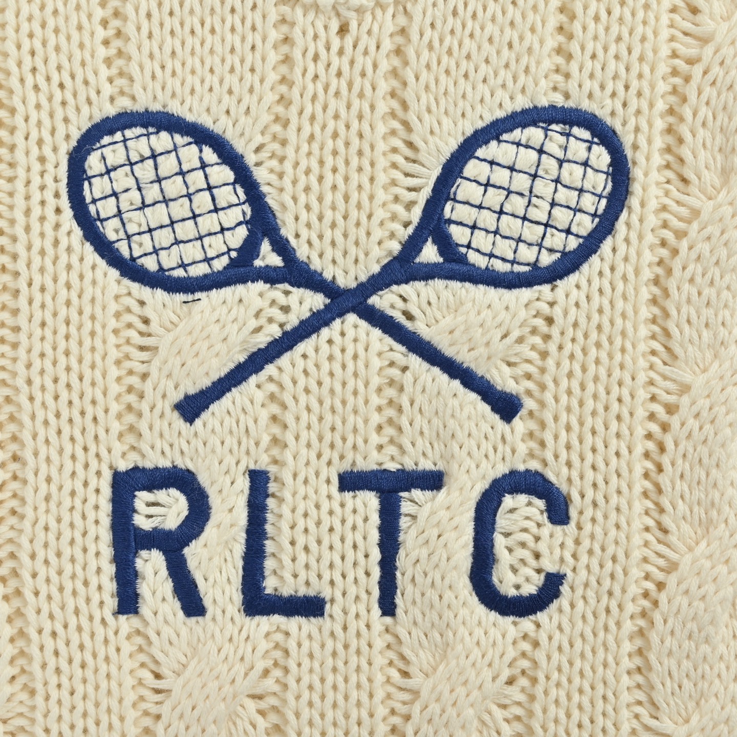RALPH LAUREN/拉夫劳伦 网球绞花V领编织毛衣