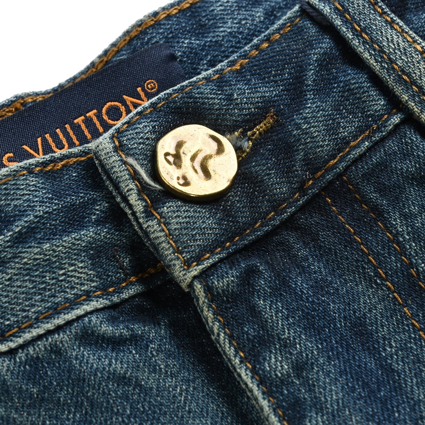 Louis Vuitton/路易威登 25Fw 波浪线条水洗牛仔裤 手擦猫须 酵洗底色 马骝 怀旧