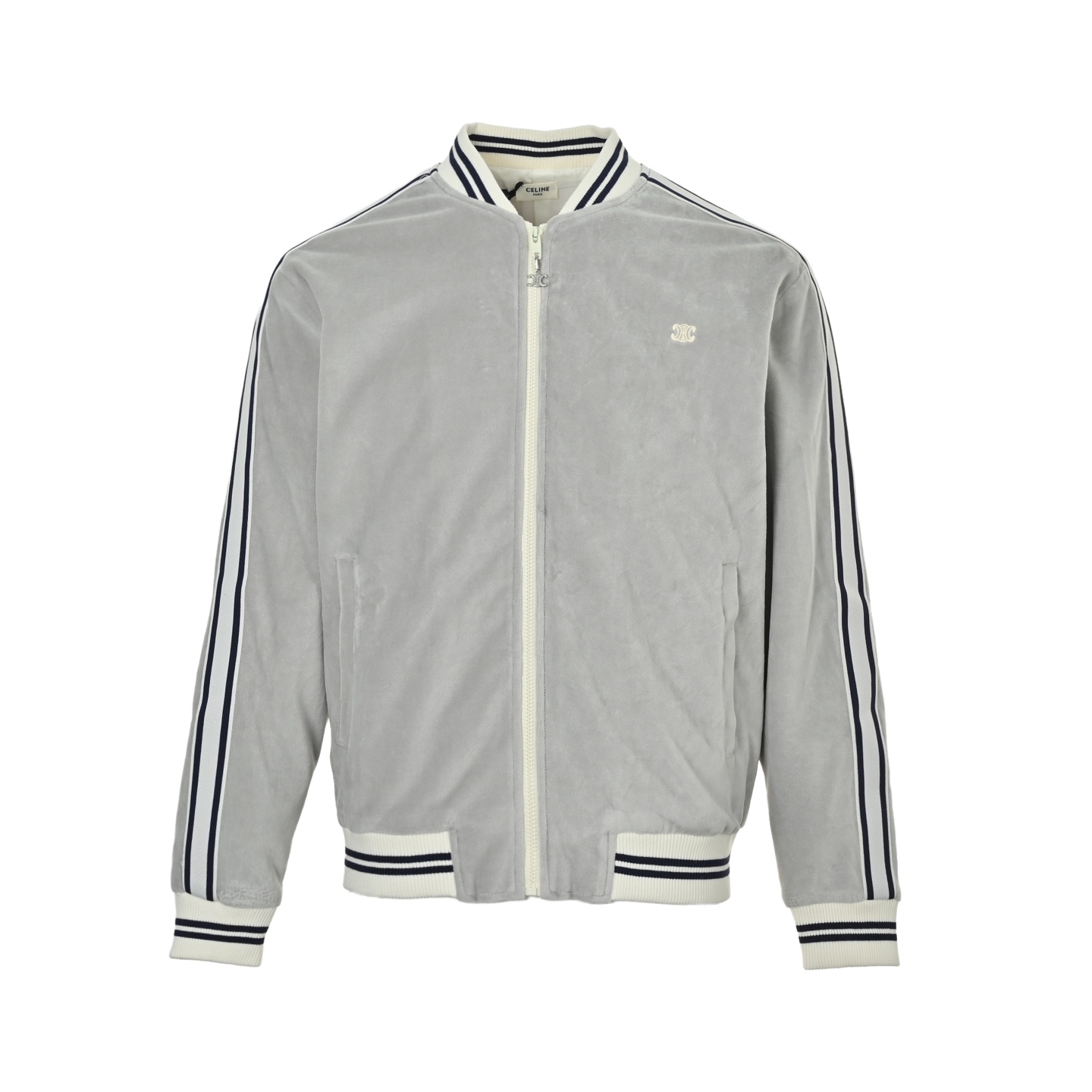 本地自取：💰290 Celine/赛琳 凯旋门刺绣条纹套装外套 定制云柔双生绒雾棉缎，采用进口机刺绣工艺实现凯旋门刺绣作业，精度高，线条流畅而细腻，面料都经过浇洗，手感质感更佳，不易变形，不易缩水，不易褪色，定制辅料，合身版型 Size:S-XL