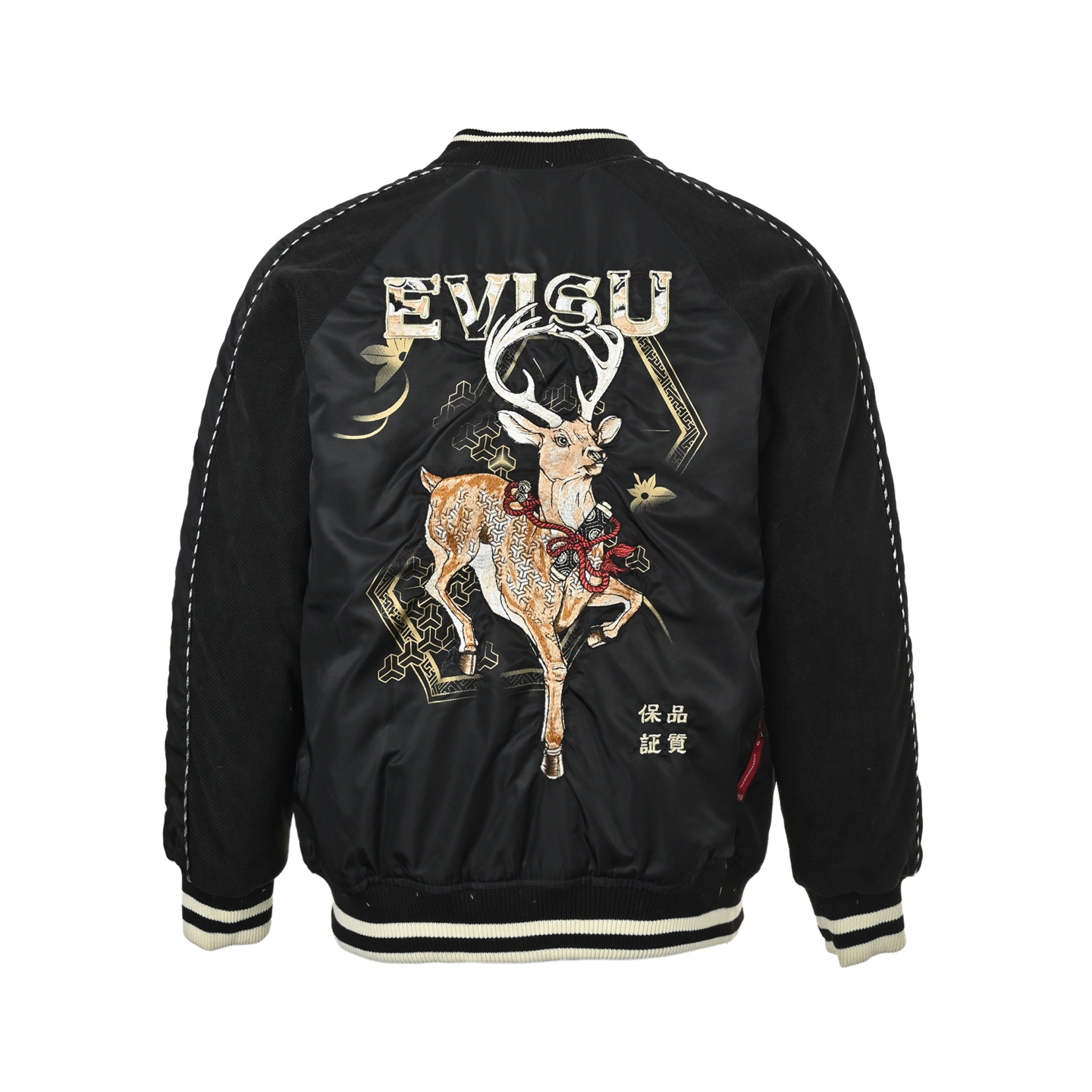 Evisu/福神 五福神鹿刺绣拼接复古字母棒球服