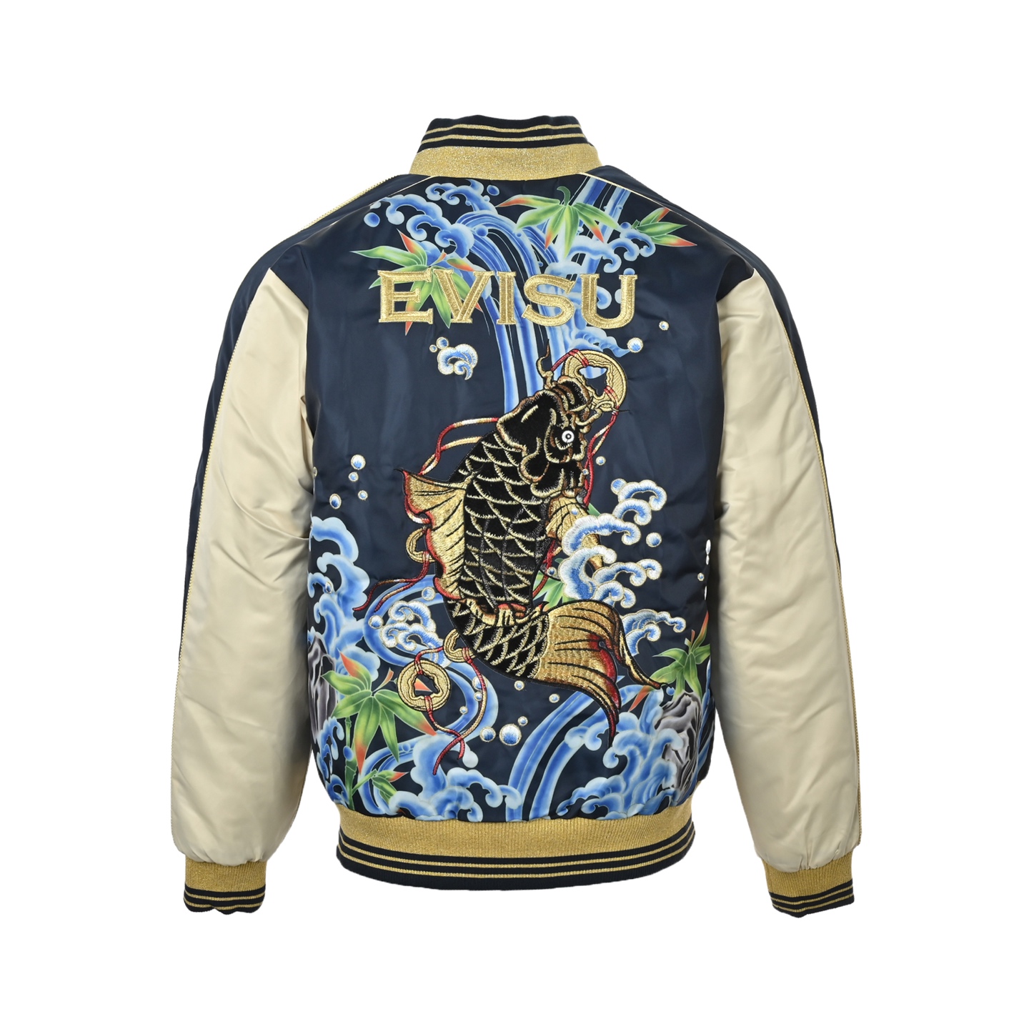 Evisu/福神 25Fw 锦鲤踏浪刺绣棉服外套