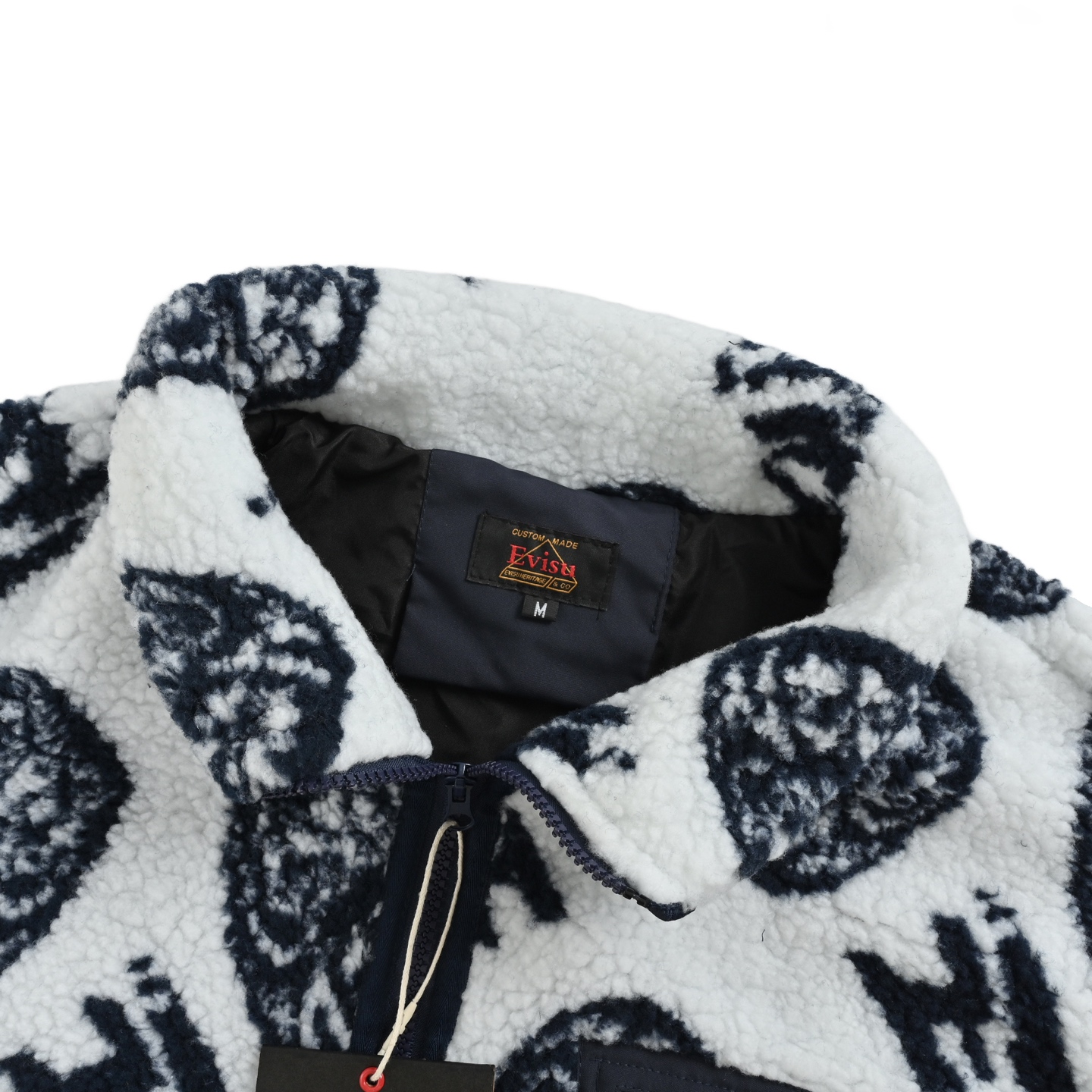 Evisu/福神 25Fw 满印羊羔绒外套 EVISU的拉链外套以提花面料打造