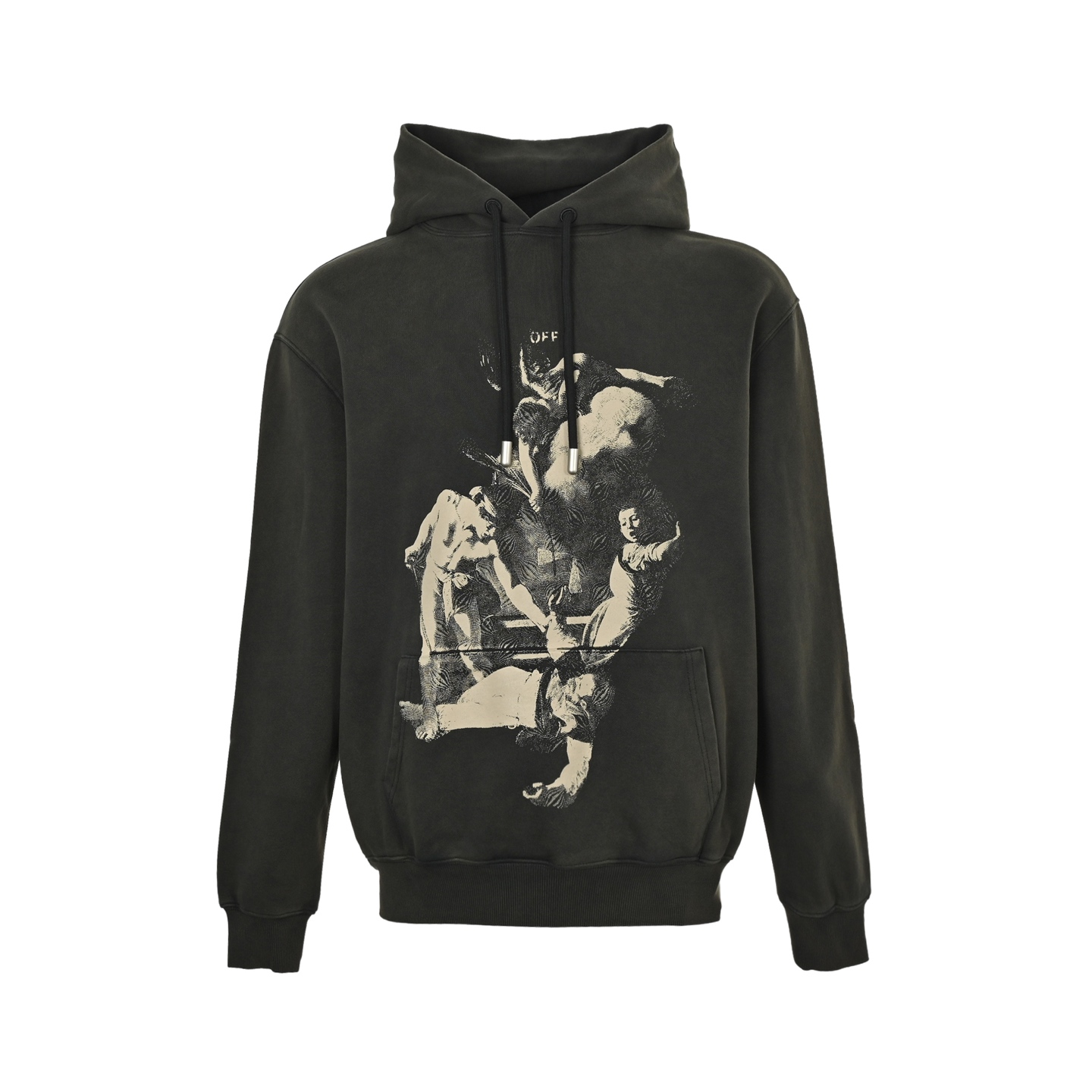 本地自取：💰280
OFF WHITE CO VIRGIL 圣马太殉难印花连帽
所有面料以及螺纹均为订织定染 所有面料颜色均经过色卡比对定染面料 定织定染400G毛圈全棉面料 布面丝滑质感 成衣水洗预缩处理不掉色不缩水 印花采用日资MIMAKI印花机作业 不起边无毛边 喷绘烫画热压冷撕 透布纹防刮擦熨烫作业 印花不起雾 印花重合颜色深浅均有差别 为简约设计增添了层次感 0色差定染帽绳以及面料螺纹 洗标也是按照原版的字体找公司订做 辅料部分依旧采用全线正确辅料 长方形梭织领标设计 把之前的立体硅胶手感字体取消改为全梭织领标 五联硅胶吊牌 三联水洗标以及包装线依旧
Size:XS-L