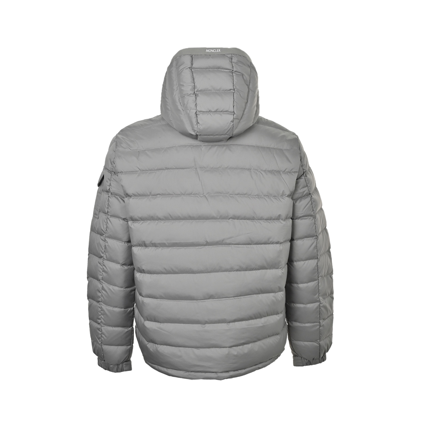Moncler/蒙口 帽子织带字母印花连帽羽绒服 Moncler这款轻薄帽字母羽绒服 浅灰色