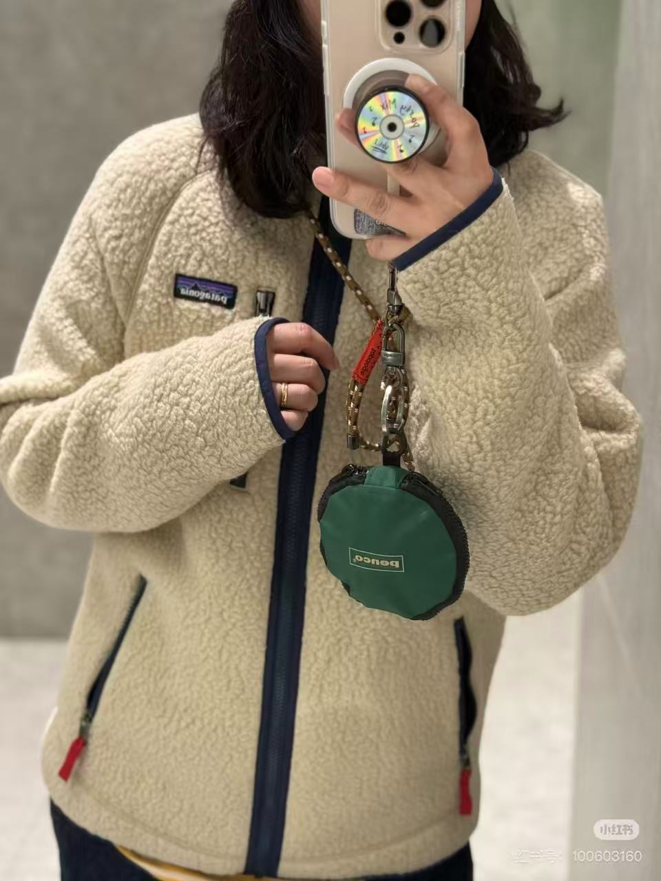 #Patagonia/巴塔哥尼亚 立领羊羔绒保暖夹克外套上身效果