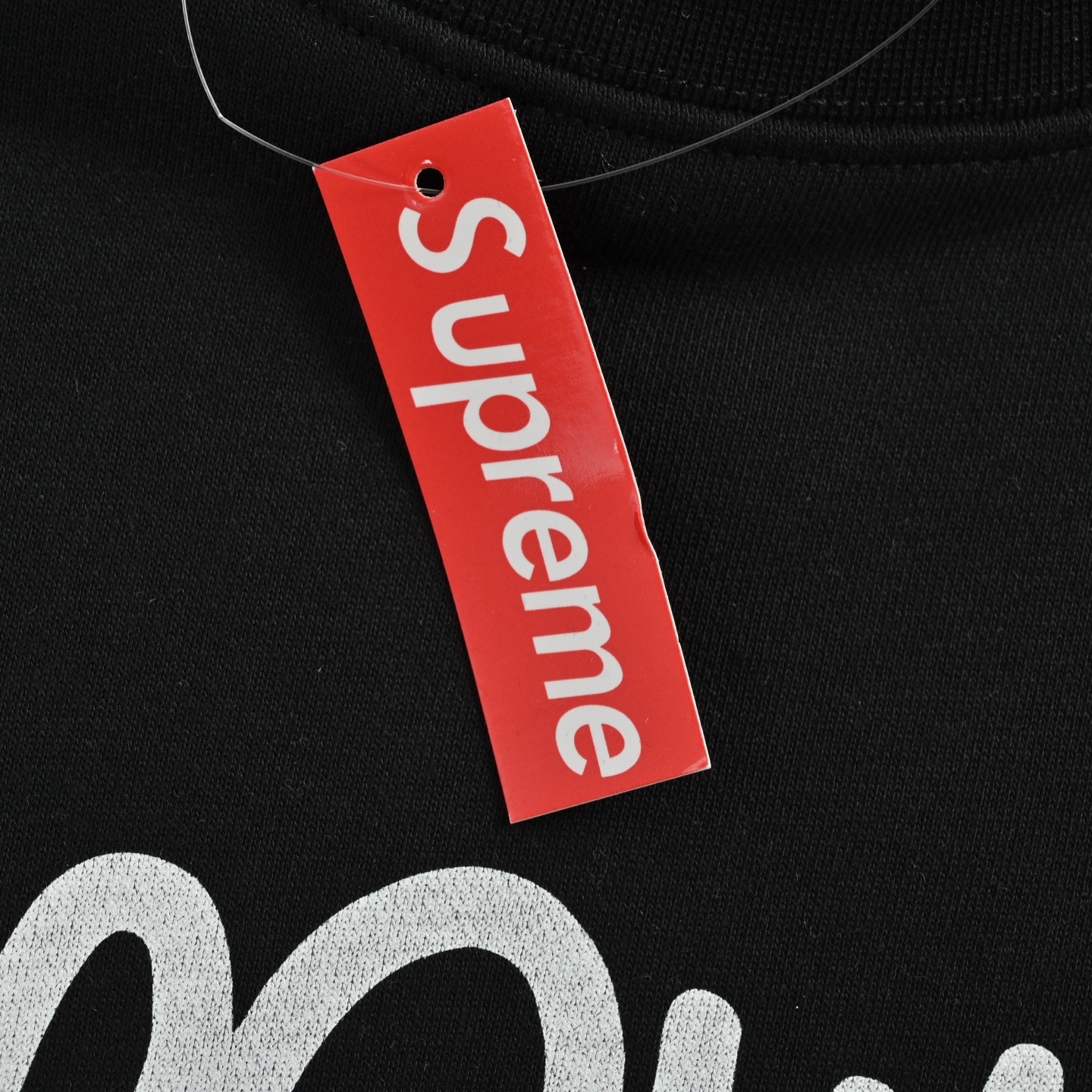 Supreme Handstyle Tee 线条草写字母涂鸦圆领卫衣 黑色