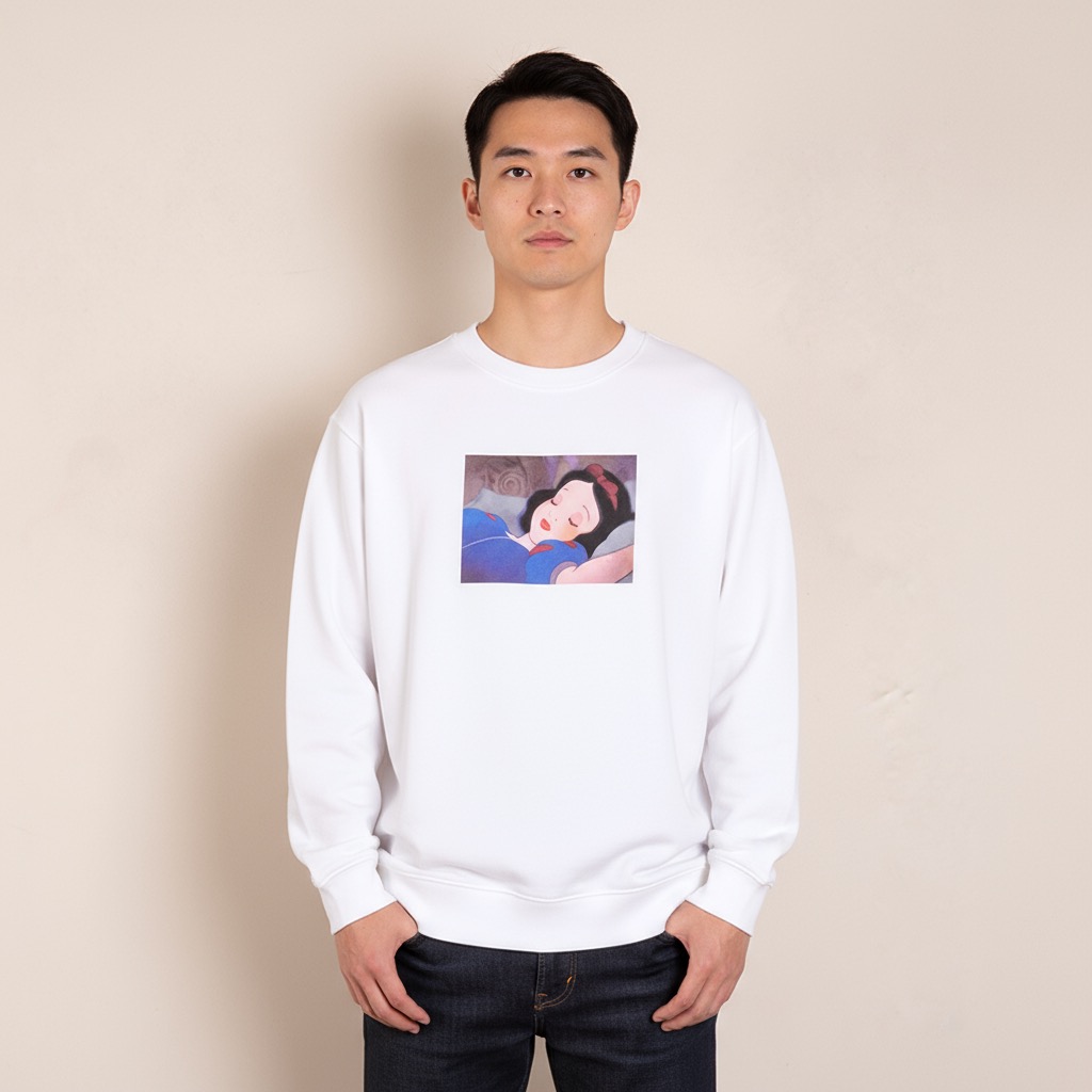 #Supreme Snow White Tee 白雪公主图案印花圆领卫衣上身效果