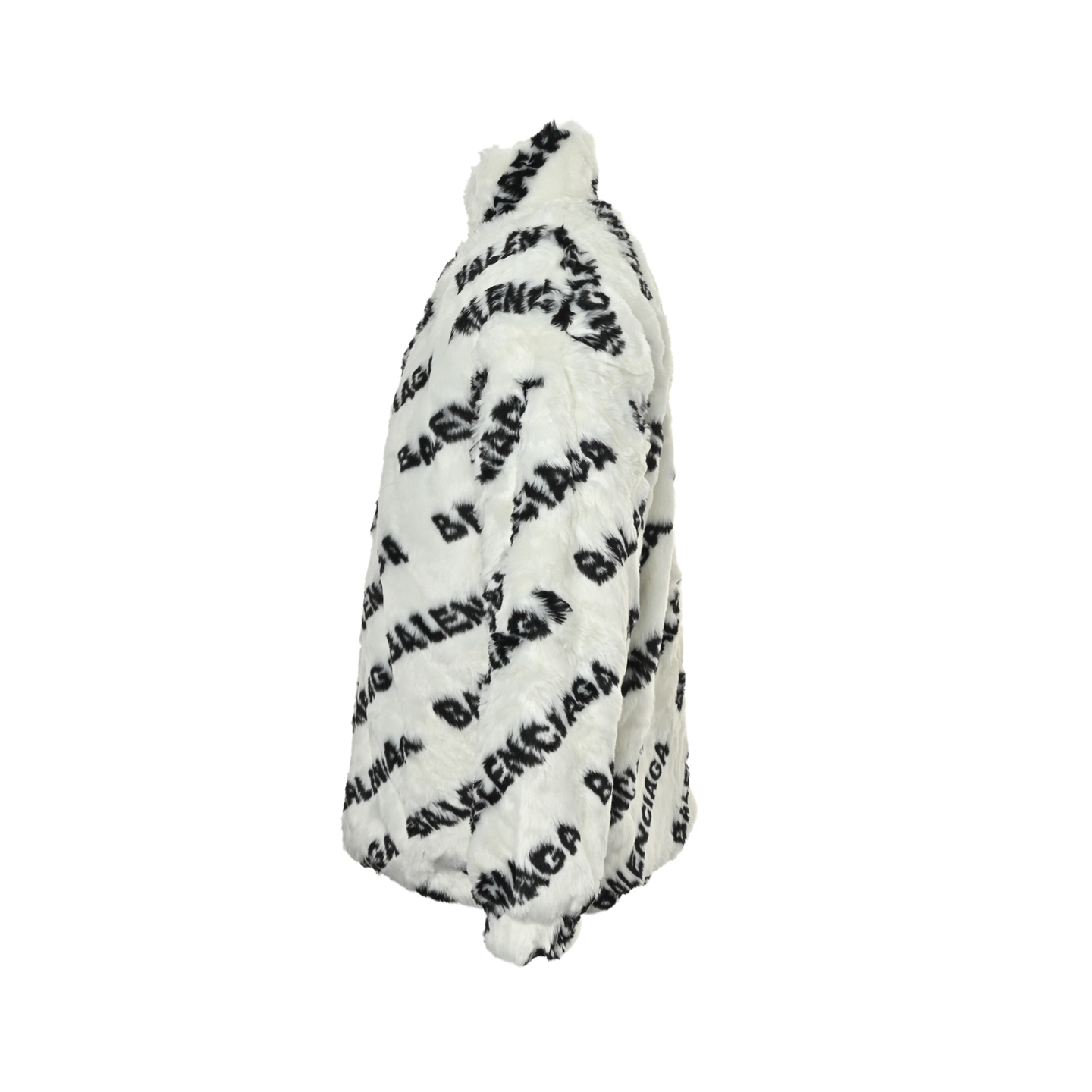 Balenciaga/巴黎世家 满印弹幕兔毛皮草外套 白色