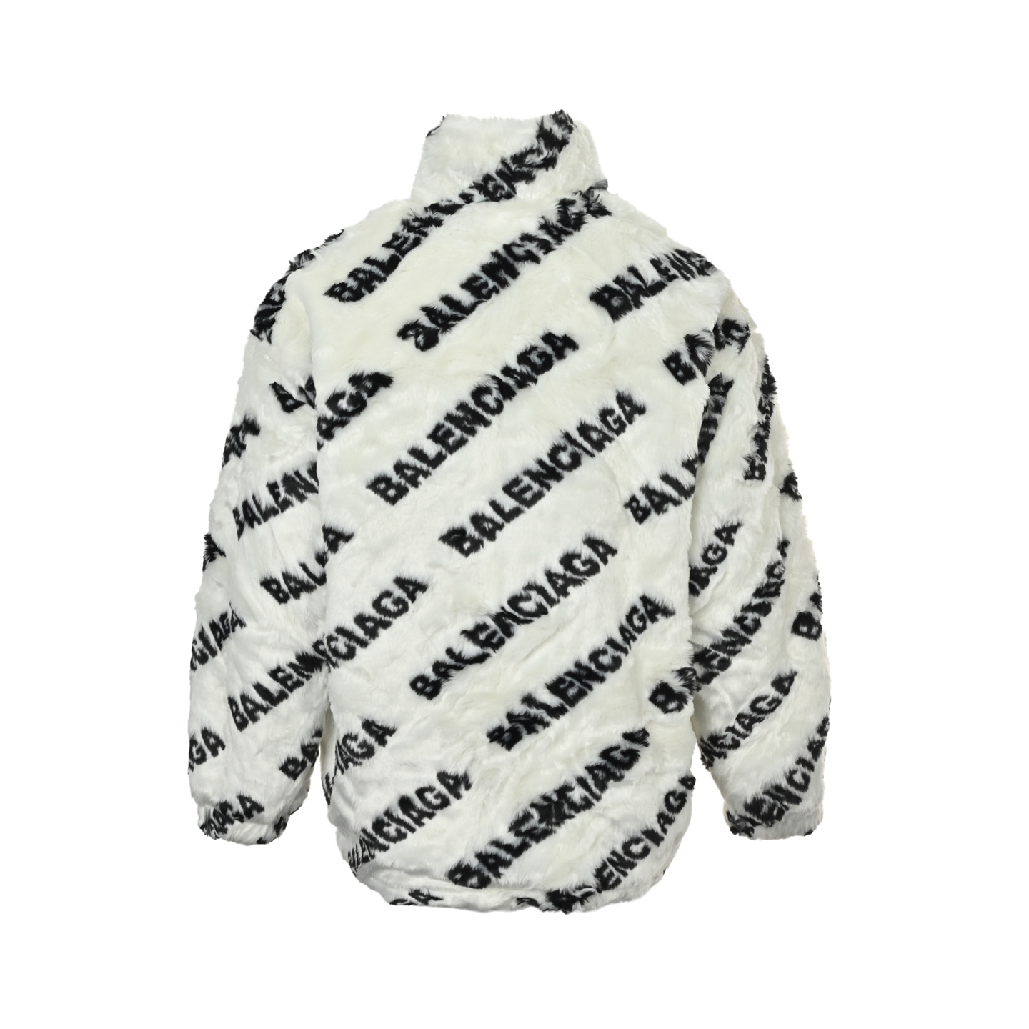 Balenciaga/巴黎世家 满印弹幕兔毛皮草外套 白色