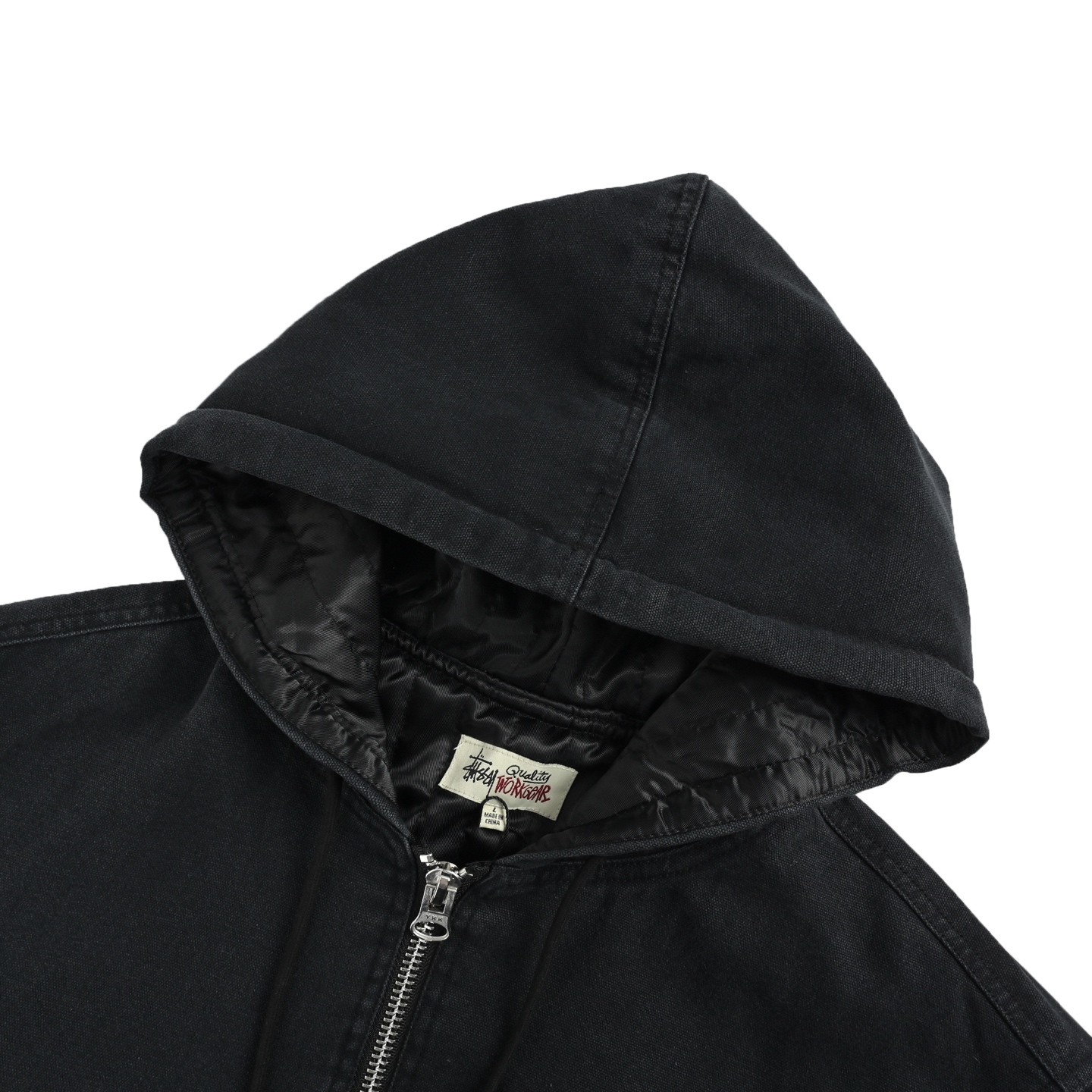 Stussy/斯图西 水洗做旧字母刺绣Logo拉链棉服外套