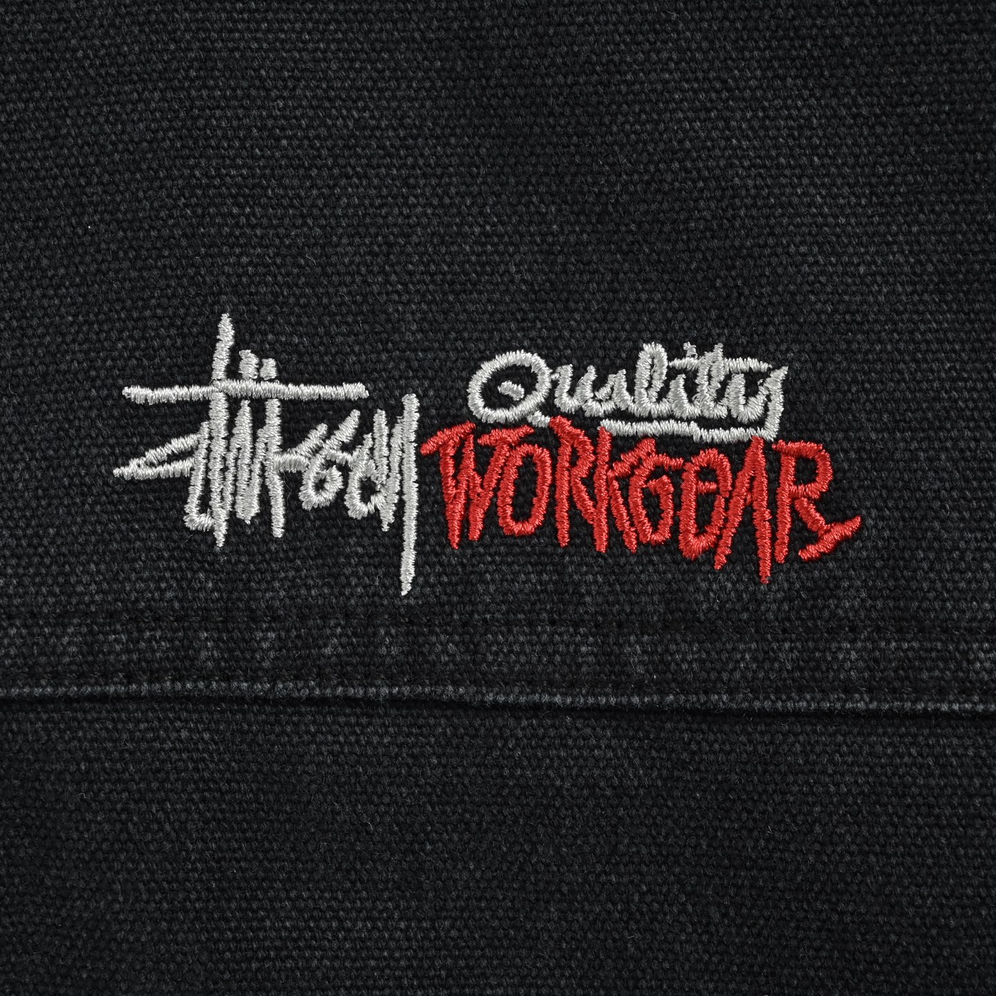 Stussy/斯图西 水洗做旧字母刺绣Logo拉链棉服外套