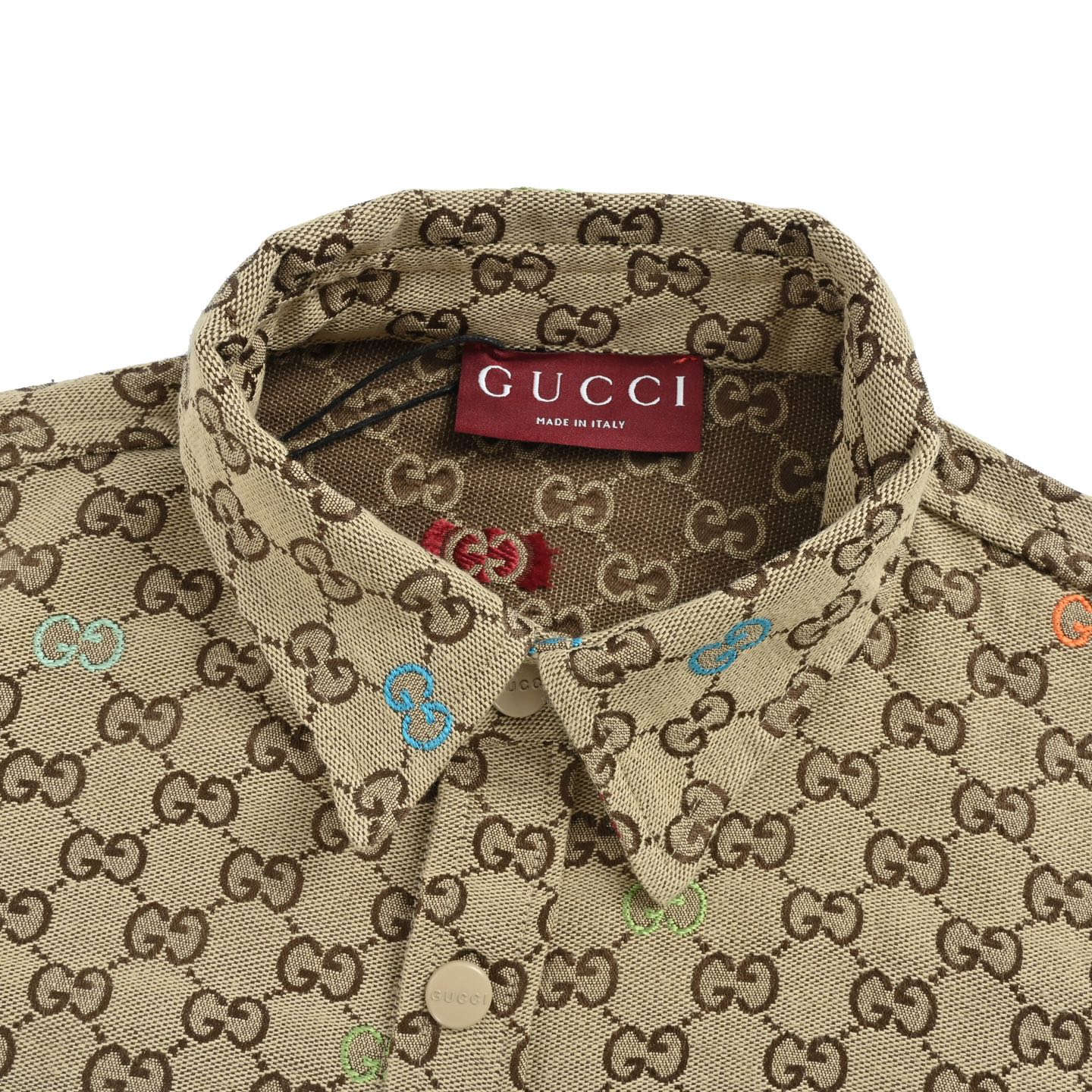 Gucci/古驰 25Fw GG彩色刺绣满印提花帆布衬衫夹克 Gucci GG提花衬衫
