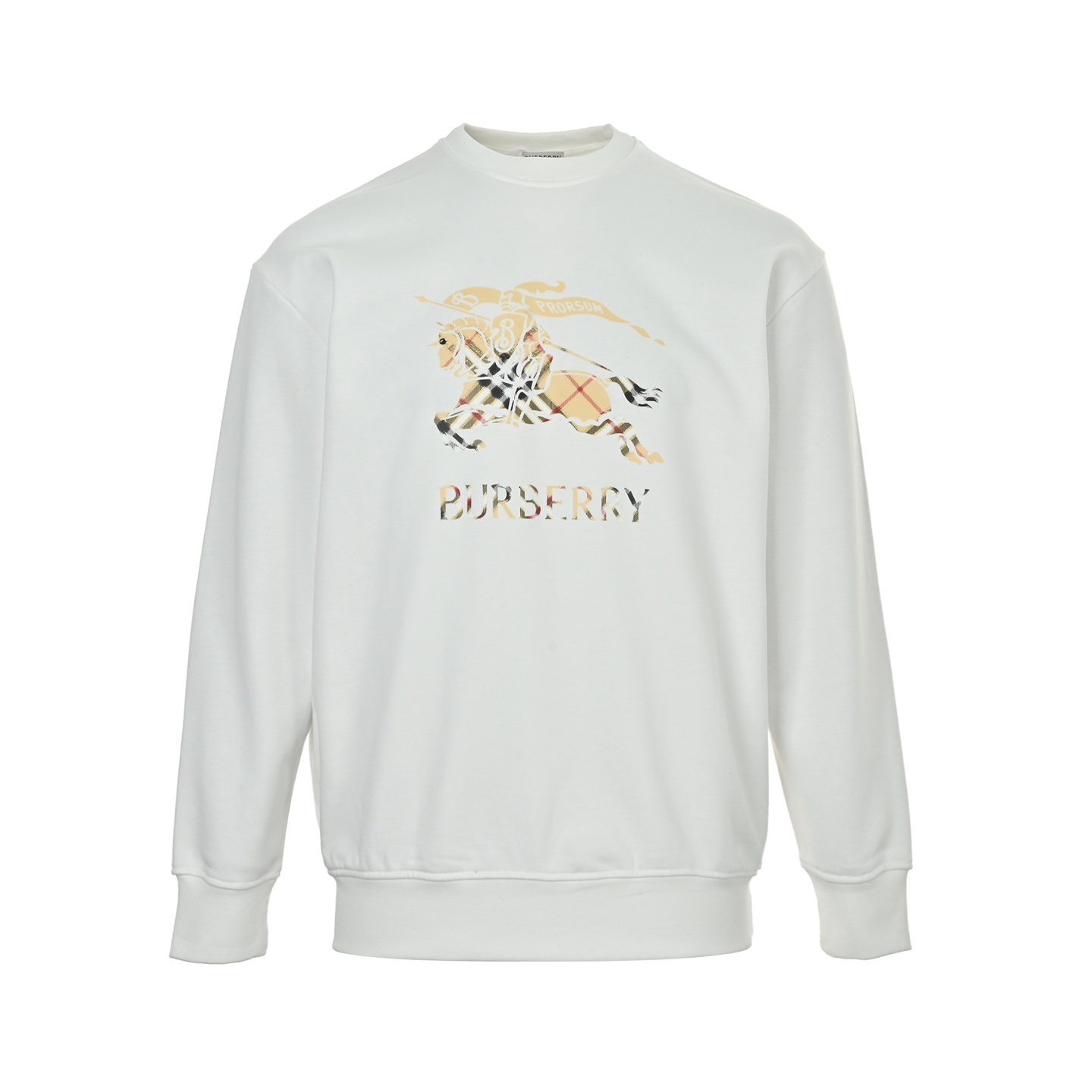本地自取: Burberry/巴宝莉25Fw 格纹战马印花圆领卫衣 420克重纯棉面料毛圈底定制32支2*2螺纹 成衣两遍水洗处理 面料舒适亲肤无异感 定制定染面料 纺织密度高 垂感佳 不易变形 厚织感加上紧密纺纱工艺 不会影响卫衣的透气性 成色的饱和度很高 宽松版型遮肉显瘦不挑人 超级百搭好看的一款卫衣 男女同款