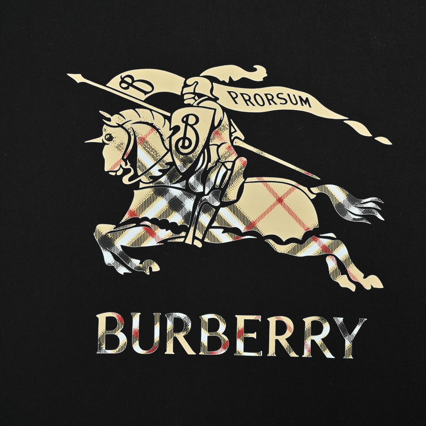 Burberry/巴宝莉25Fw 格纹战马印花圆领卫衣