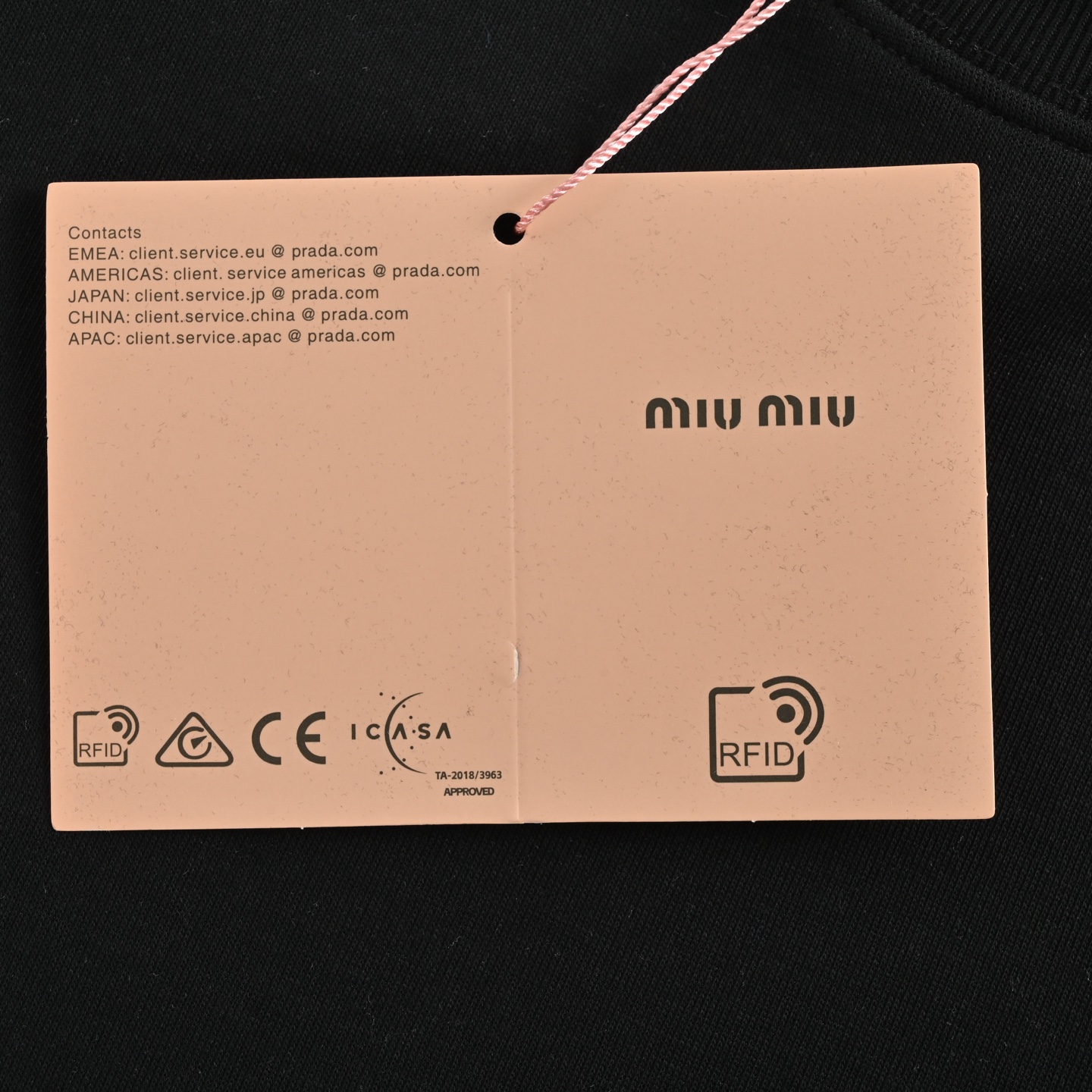 Miu Miu/缪缪 25Fw 后背织带logo提花拼接卫衣黑色 白色