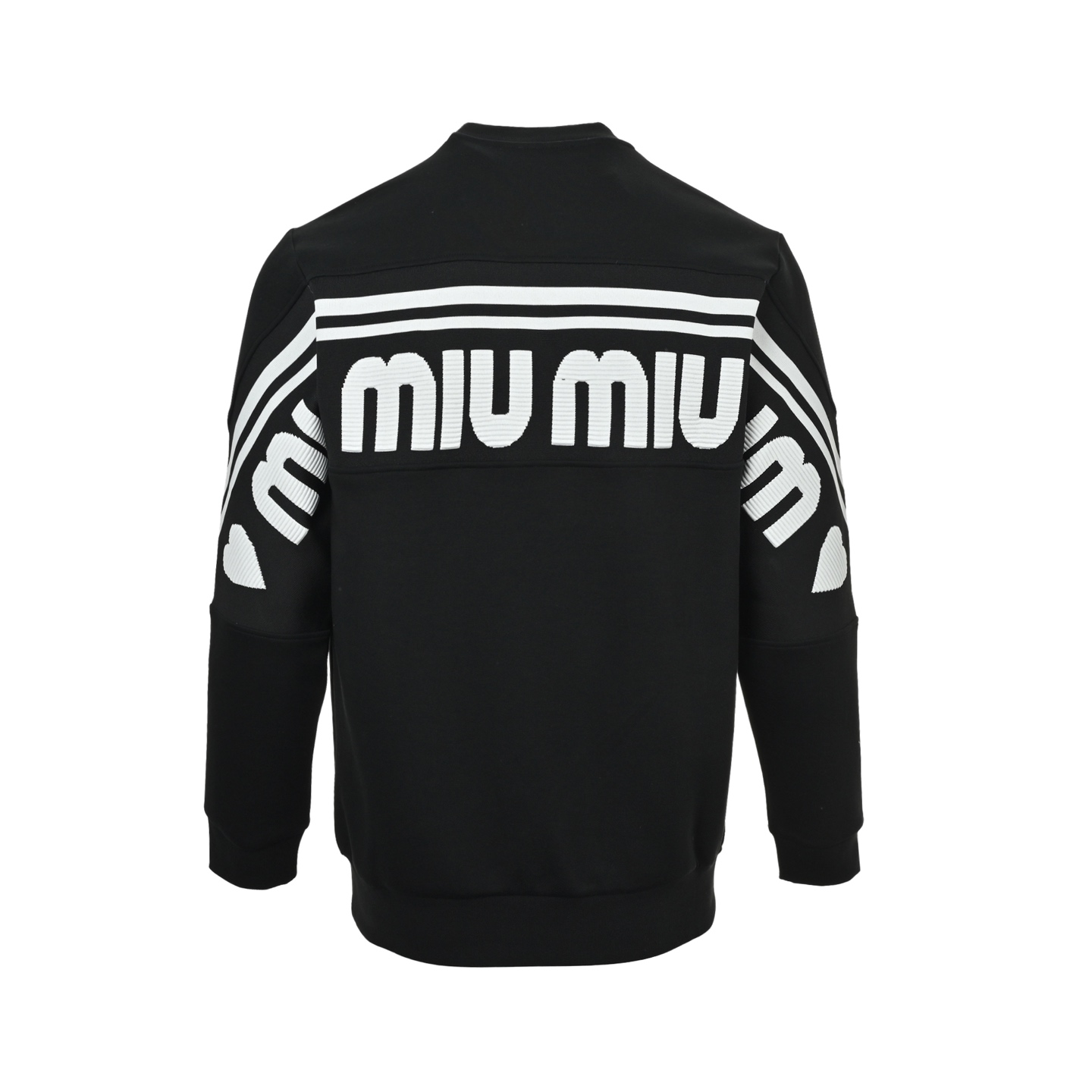 Miu Miu/缪缪 25Fw 后背织带logo提花拼接卫衣黑色 白色