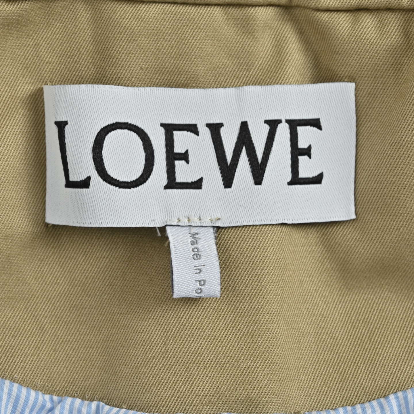 Loewe/罗意威 25Fw 女士卡其色风衣夹克外套 卡其色拼接浅蓝色内衬