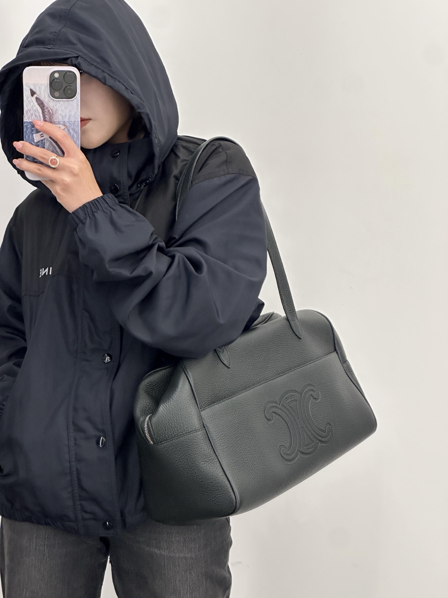 #Celine/赛琳 刺绣小标风衣夹克外套上身效果