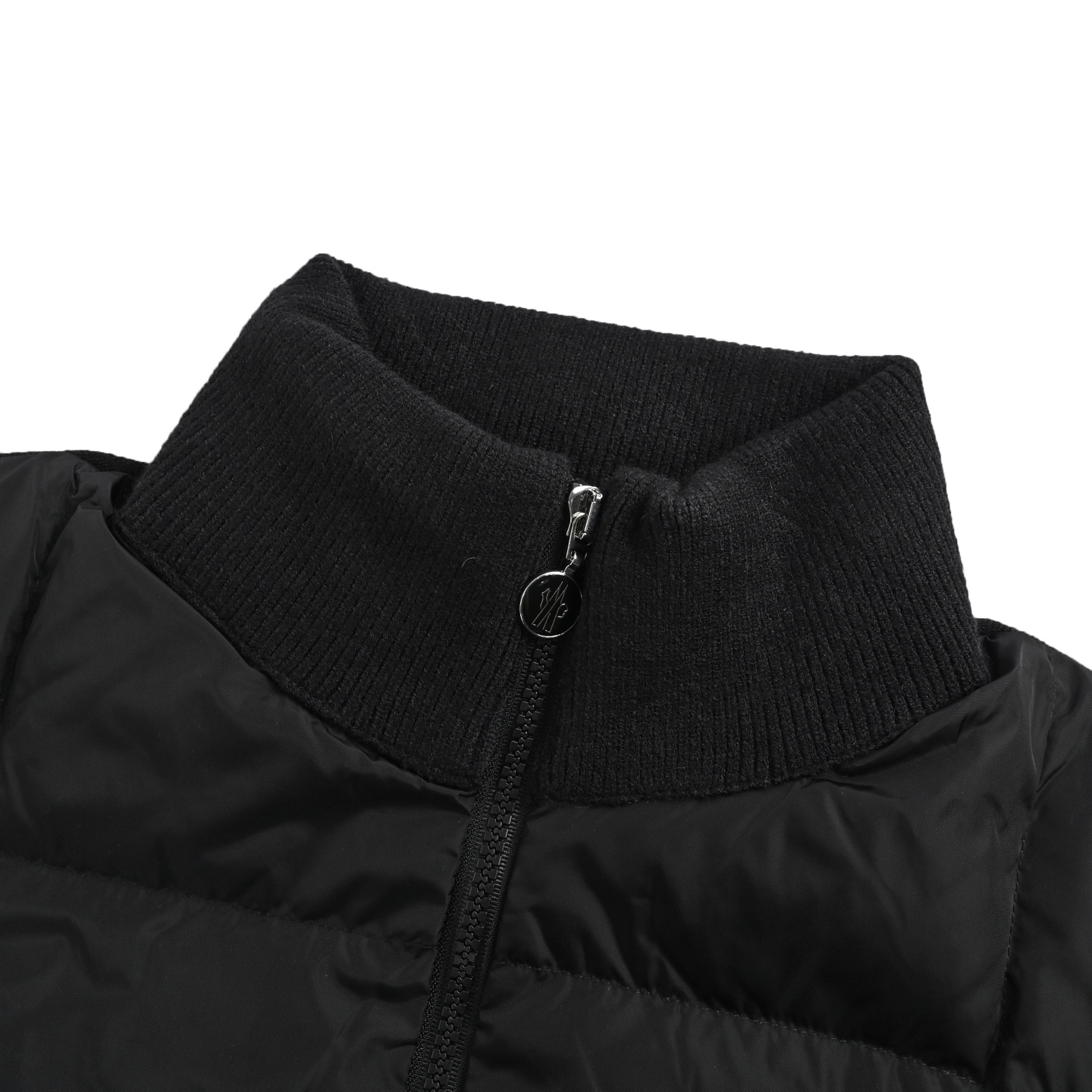Moncler/蒙口 绗缝双口袋针织拼接羽绒服 Moncler经典羊绒针织拼接羽绒服