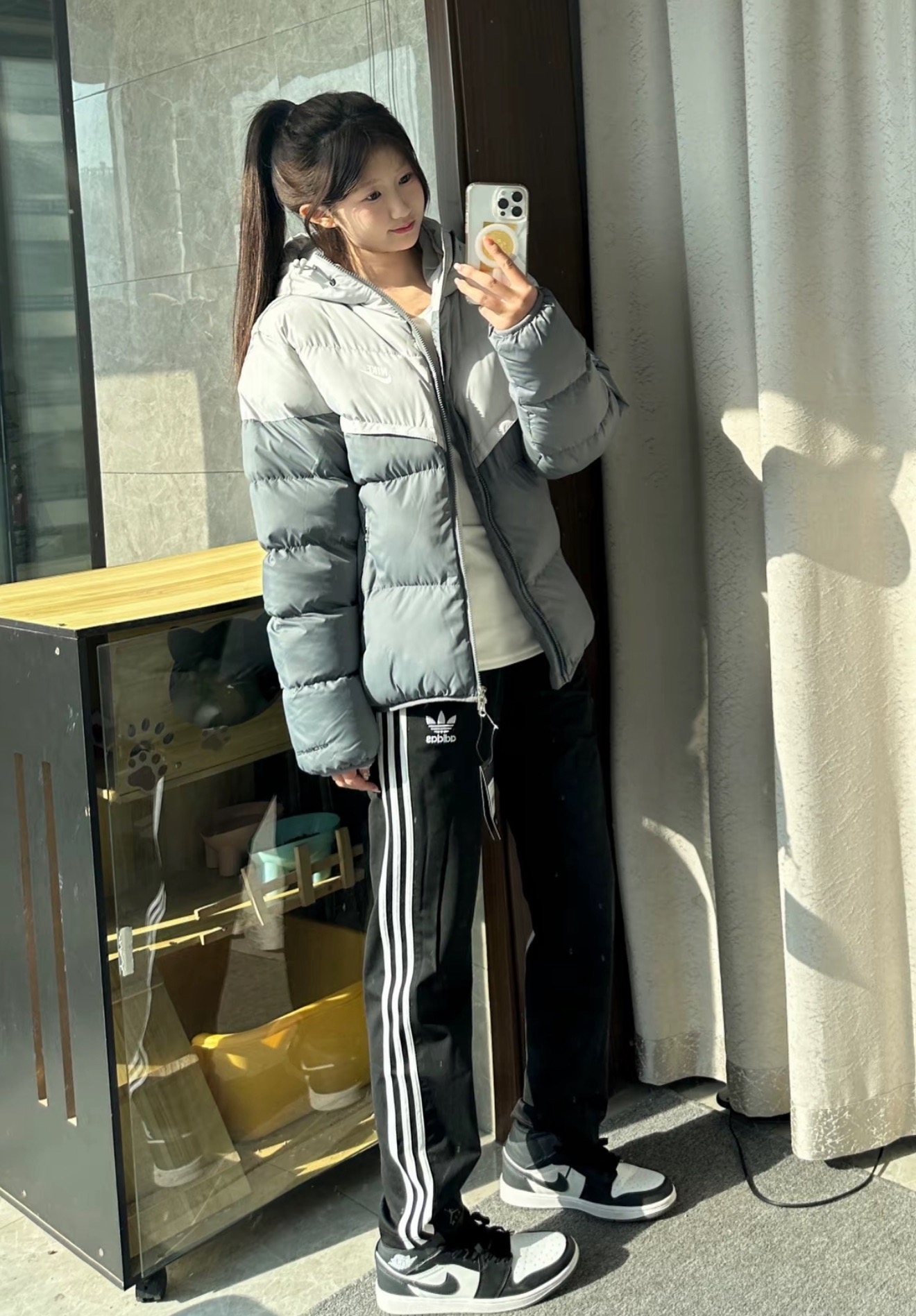 #Nike/耐克 风行者连帽棉服外套上身效果