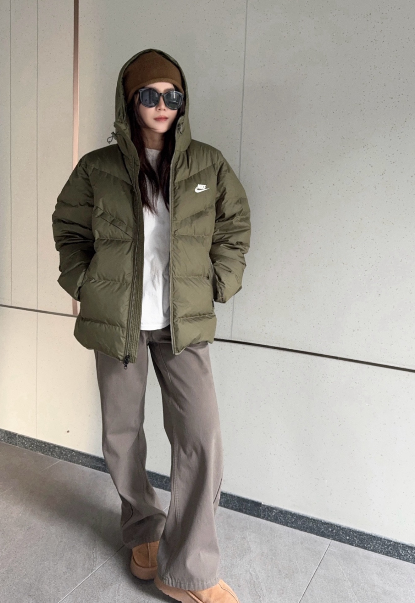 #Nike/耐克 风行者连帽棉服外套上身效果