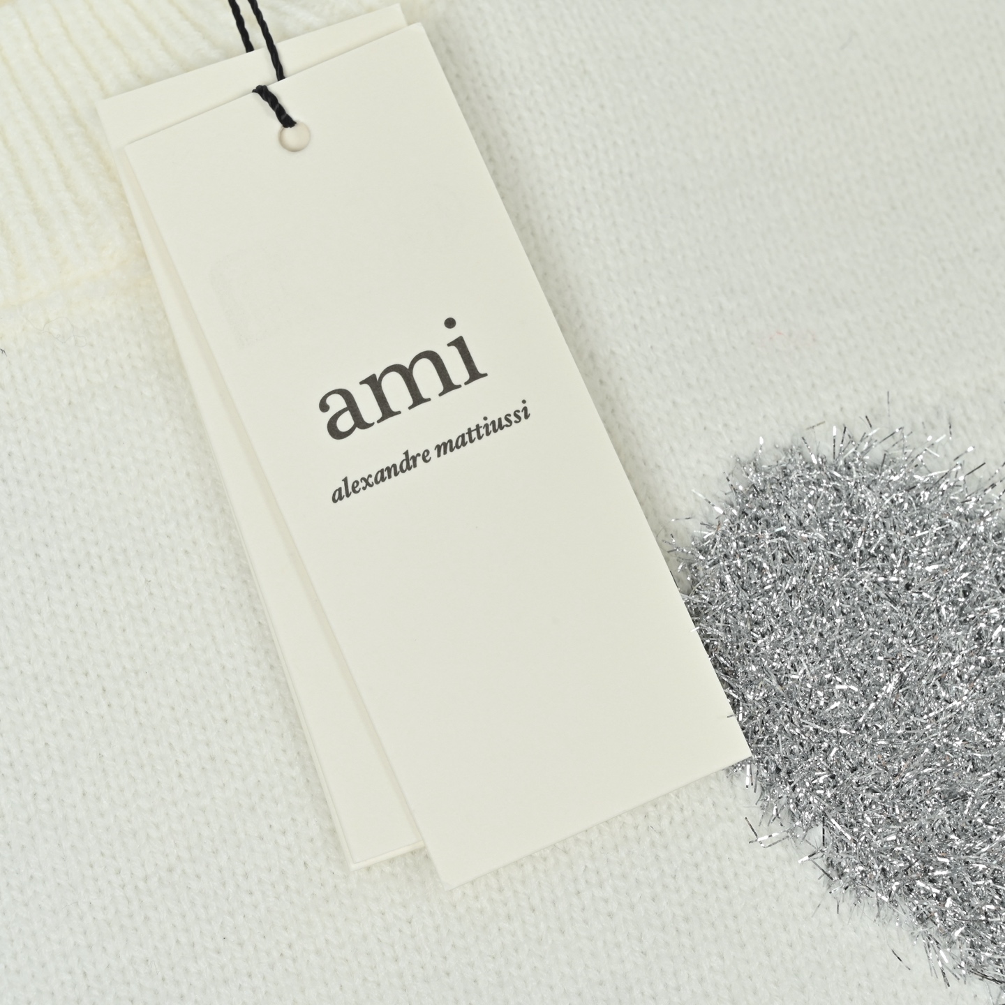 Ami 25Fw 银线爱心logo圆领毛衣