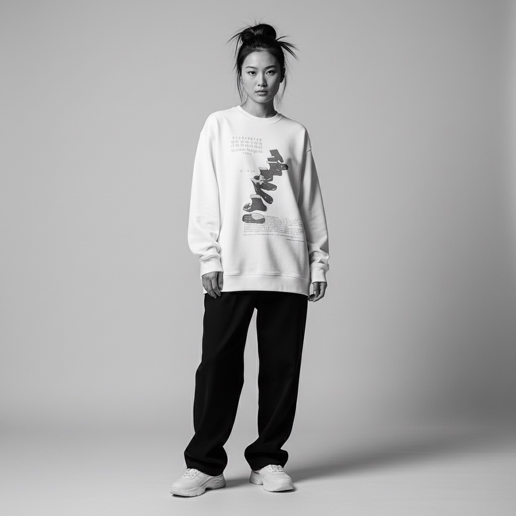 #Maison Margiela/马吉拉New Vogue 联名款圆领卫衣上身效果