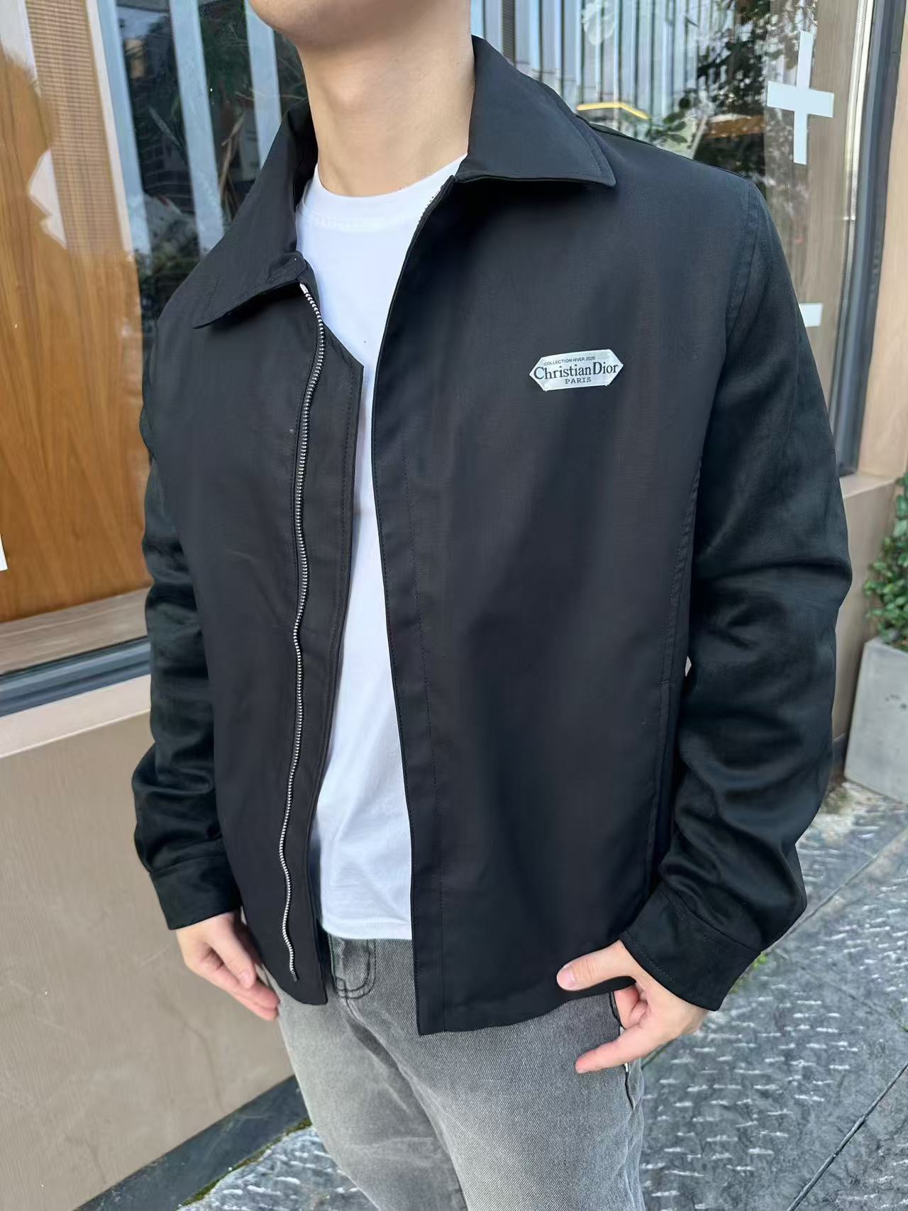 #Dior/迪奥 方长标羊皮革夹克外套上身效果