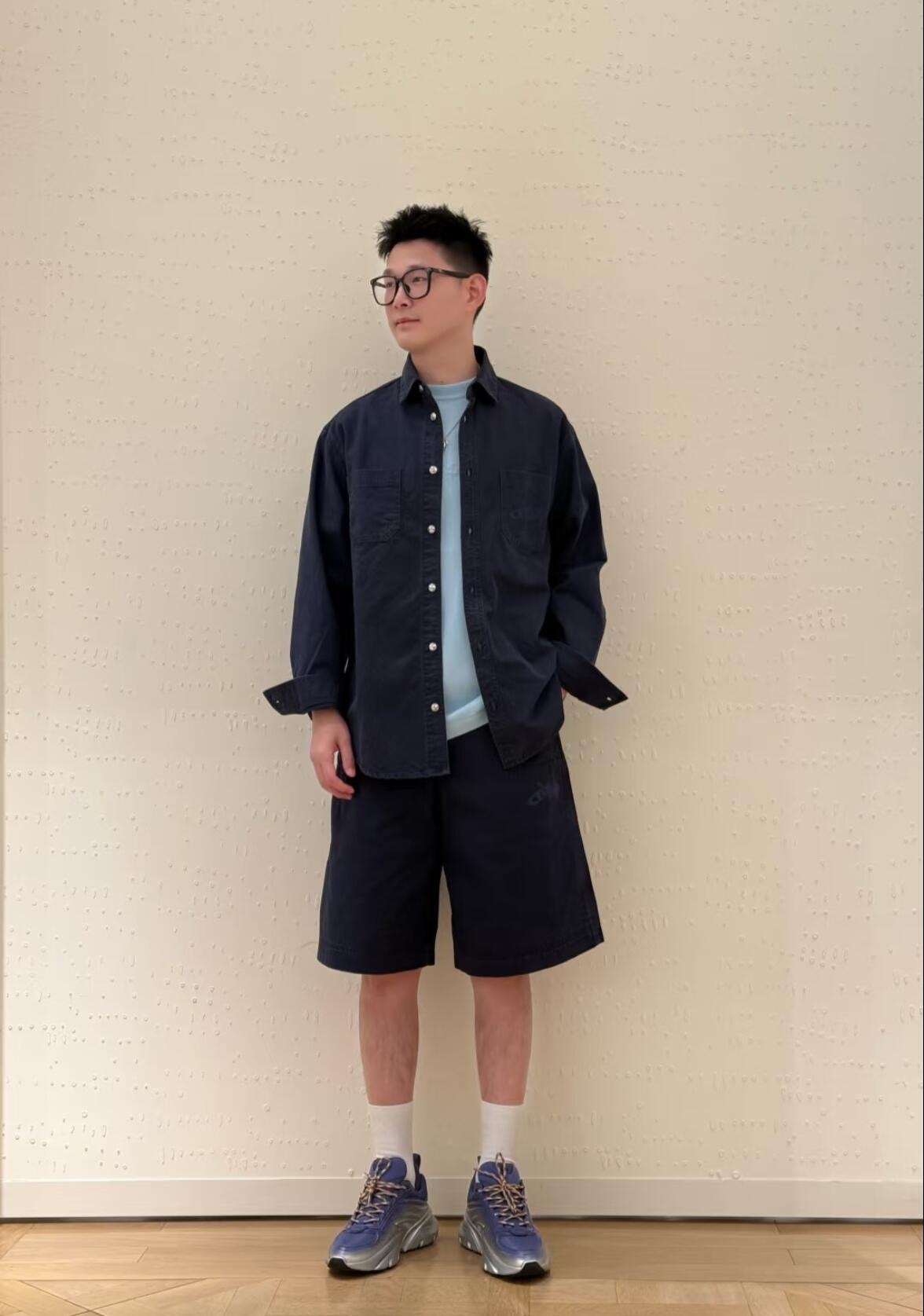 #Dior/迪奥 25Fw 联名款刺绣徽标帆布衬衫外套上身效果