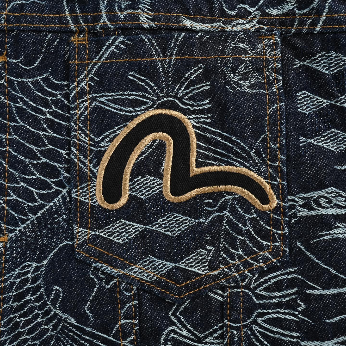 Evisu/福神 满地日式图案提花牛仔外套 EVISU的牛仔外套