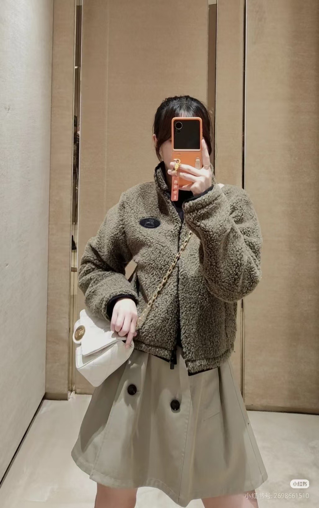 #Burberry/巴宝莉 羊羔绒外套上身效果