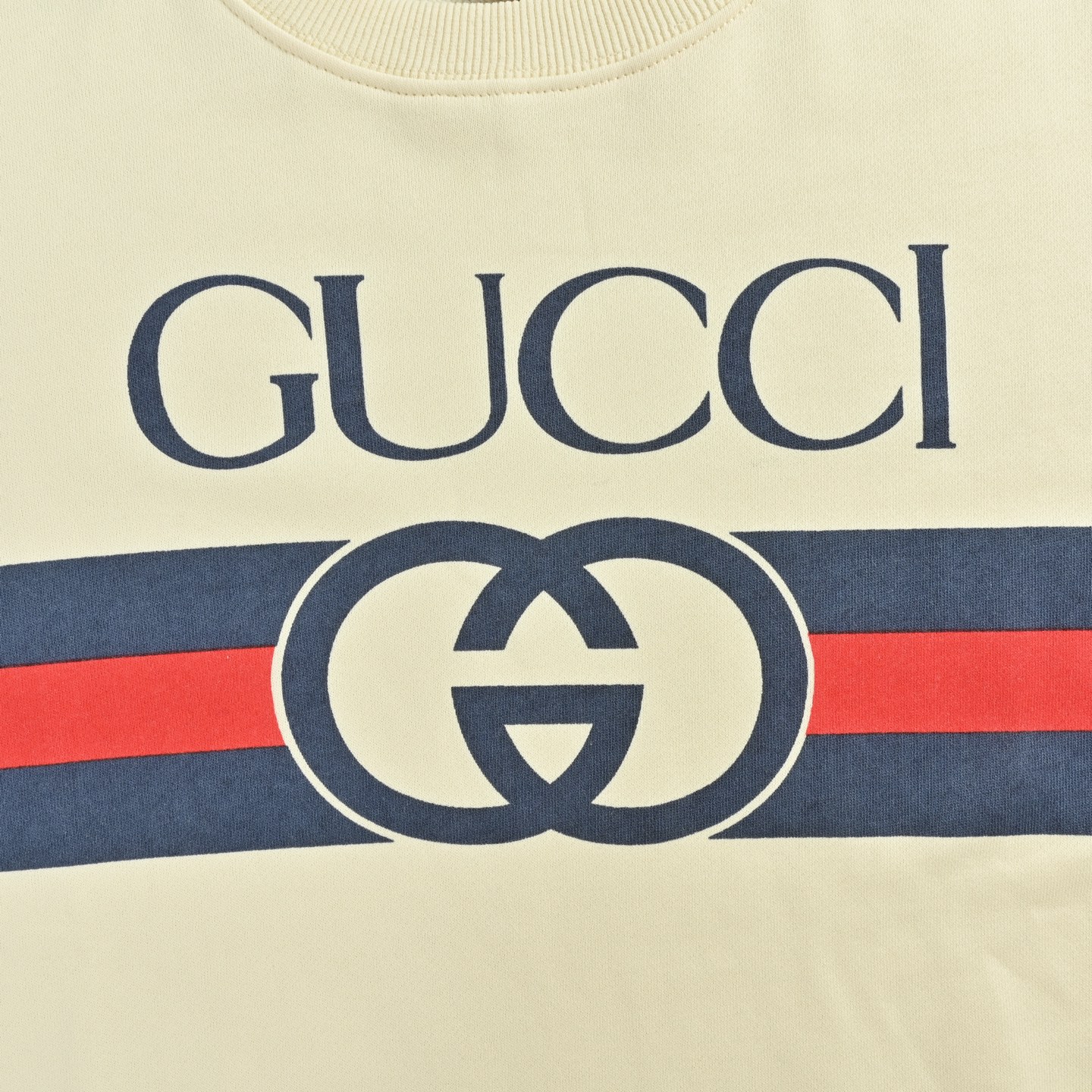 Gucci/古驰 双G互扣腰带字母印花圆领卫衣