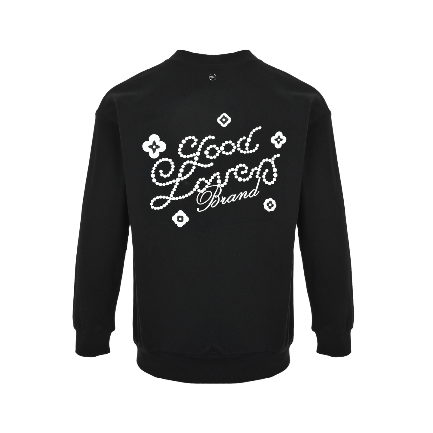 Good Brand 25Fw 小花标语刺绣圆领卫衣 黑色 白色