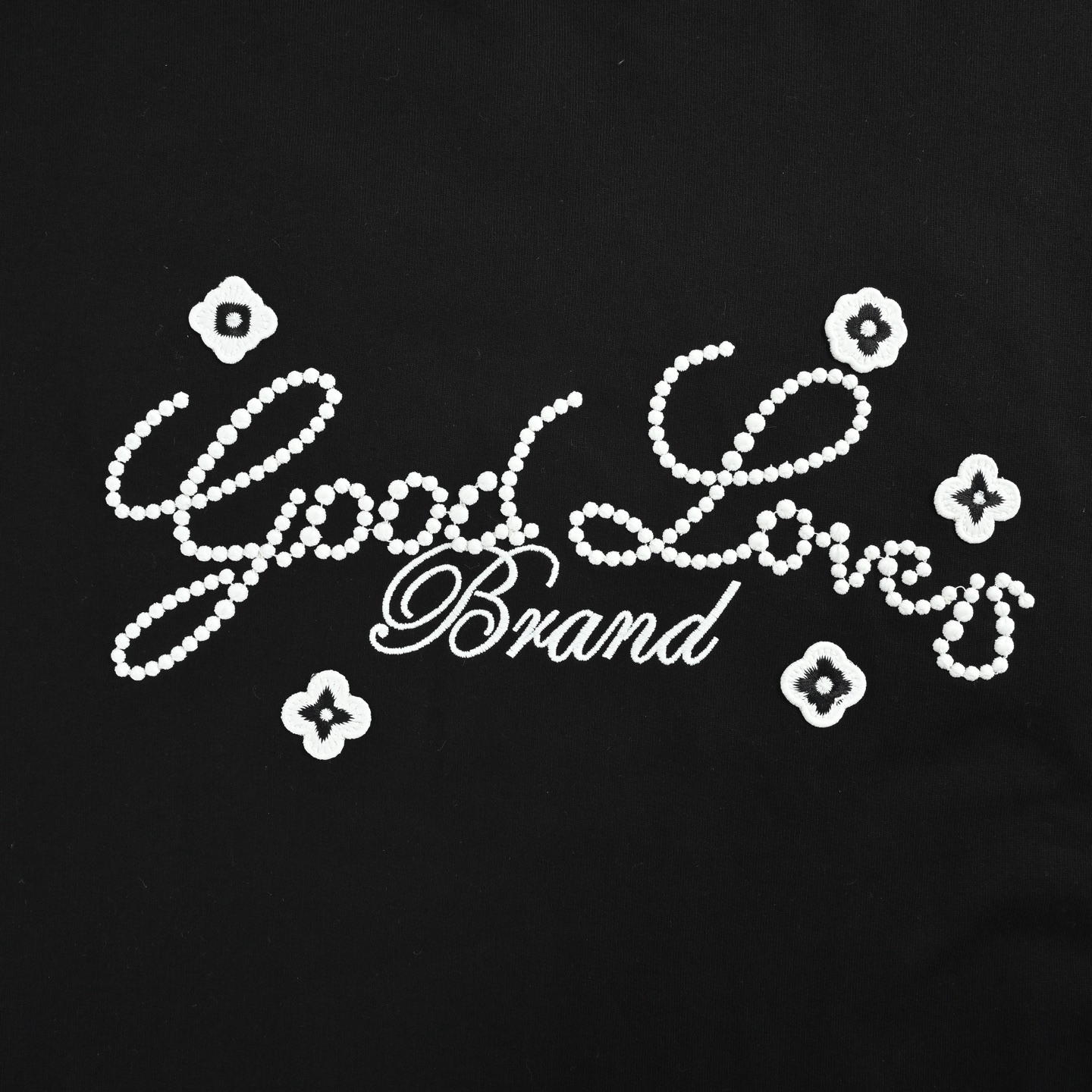 Good Brand 25Fw 小花标语刺绣圆领卫衣 黑色 白色