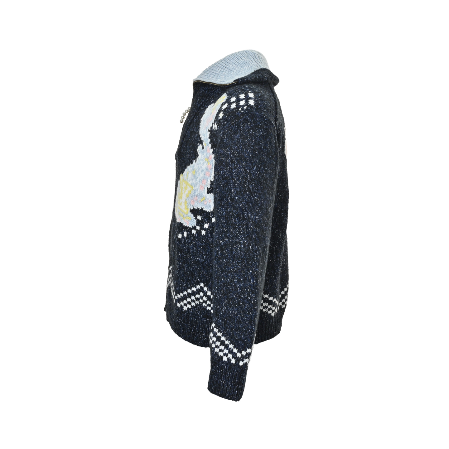 Louis Vuitton/路易威登 25Fw 鲸鱼提花针织拉链毛衣外套