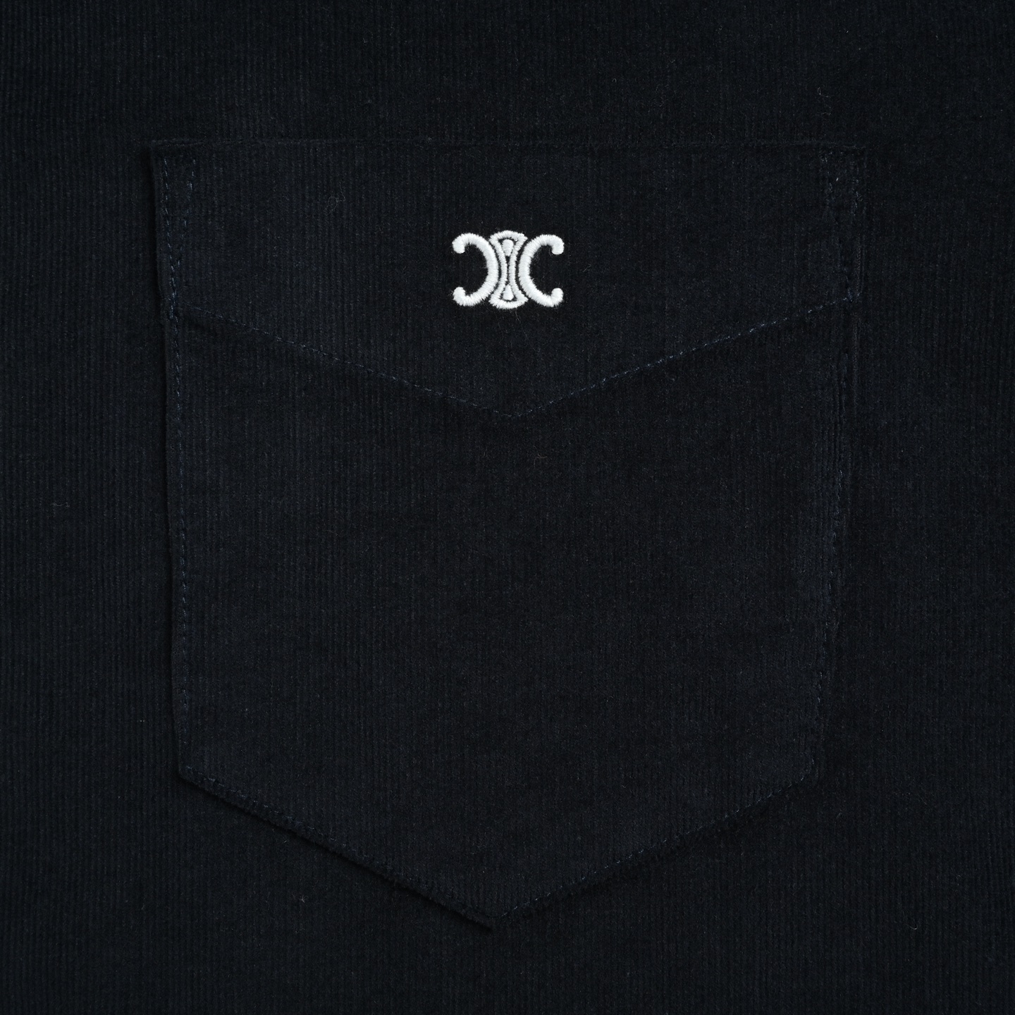 Celine/赛琳 凯旋门刺绣口袋衬衫 定制御绒凸纹缎面棉