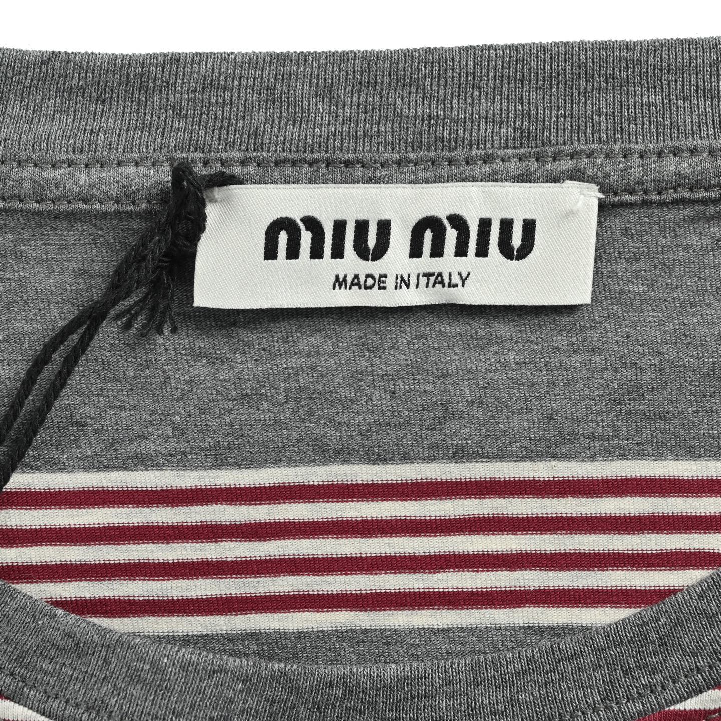 Miu Miu/缪缪 彩条纹撞色长袖T恤