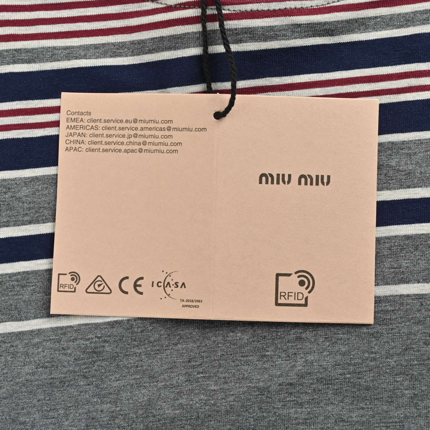 Miu Miu/缪缪 彩条纹撞色长袖T恤