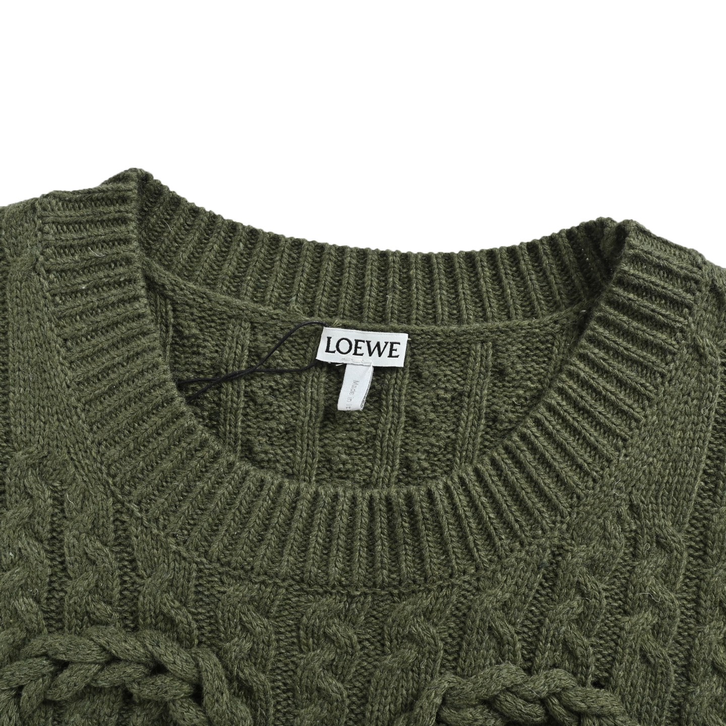 Loewe/罗意威 Anagram 麻花编织毛衣 定织定染重磅丝光羊毛浮雕针织毛料