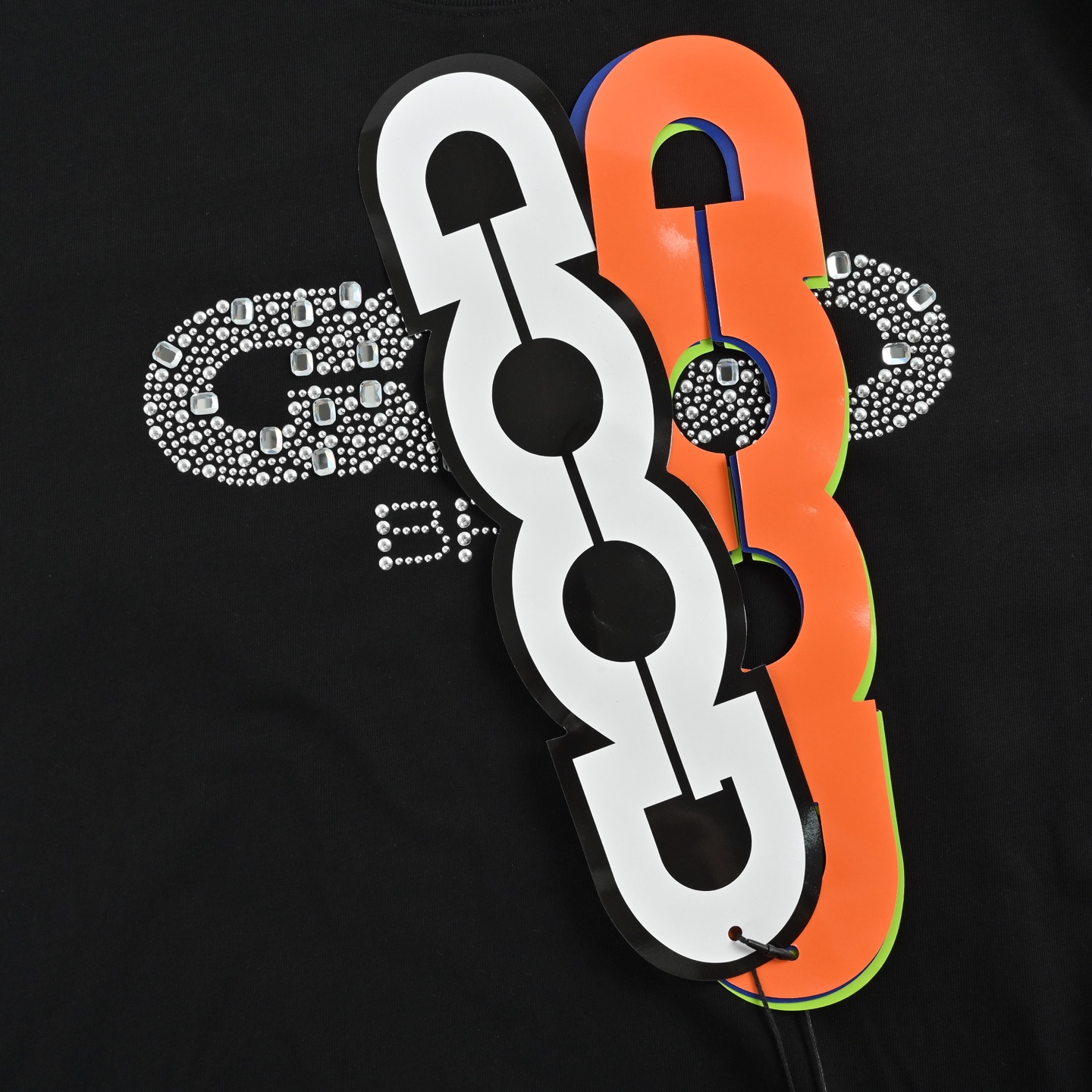 Good Brand 25Fw 镂空烫钻字母长袖T恤 男女同款黑色 白色