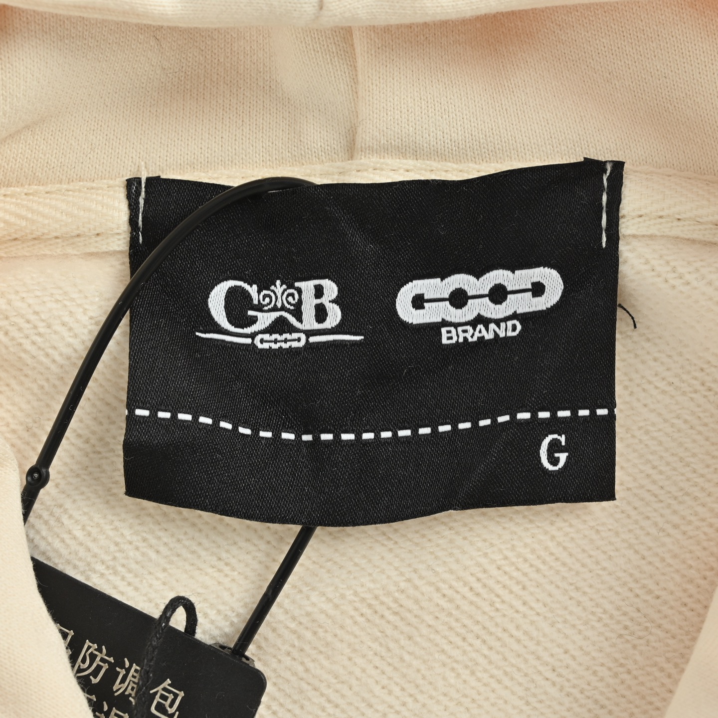 GOODBRAND 25Fw 十字珍珠标语连帽卫衣 黑色 杏色